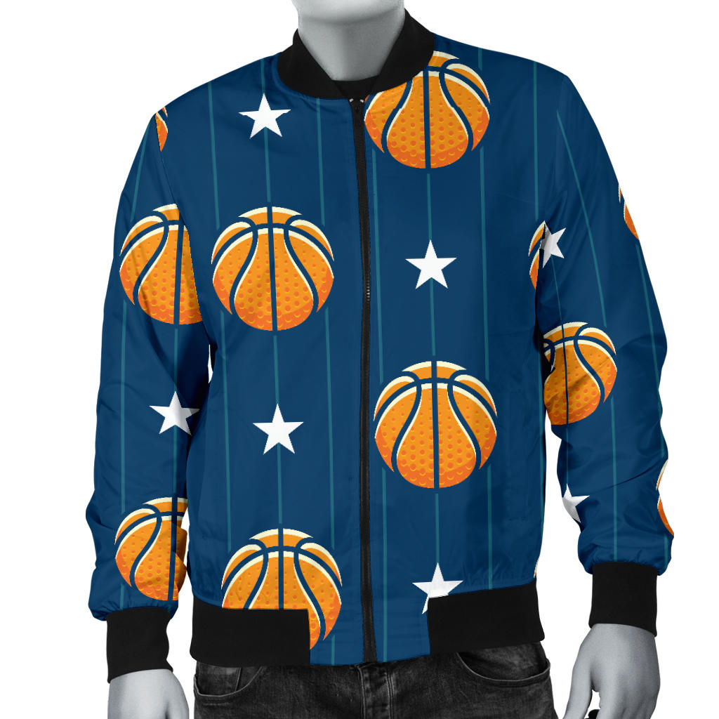 Basketball Star Print Pattern Men Bomber Jacket