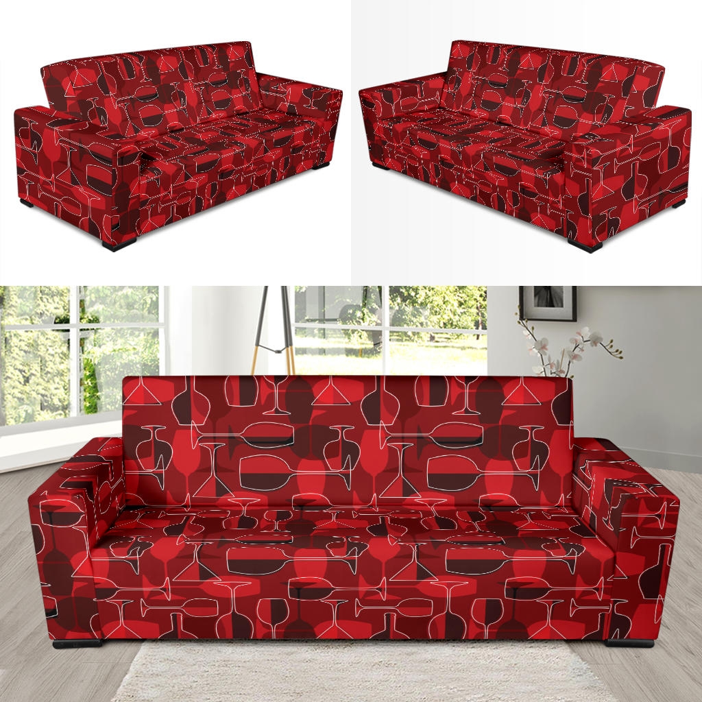 Wine Glass Print Design LKS301 Sofa Slipcover