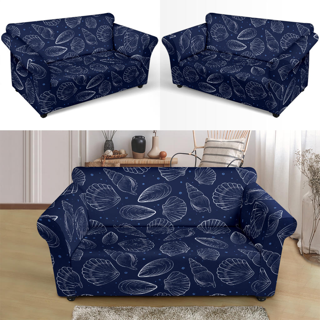 Seashell Print Design LKS3011 Loveseat Couch Slipcover