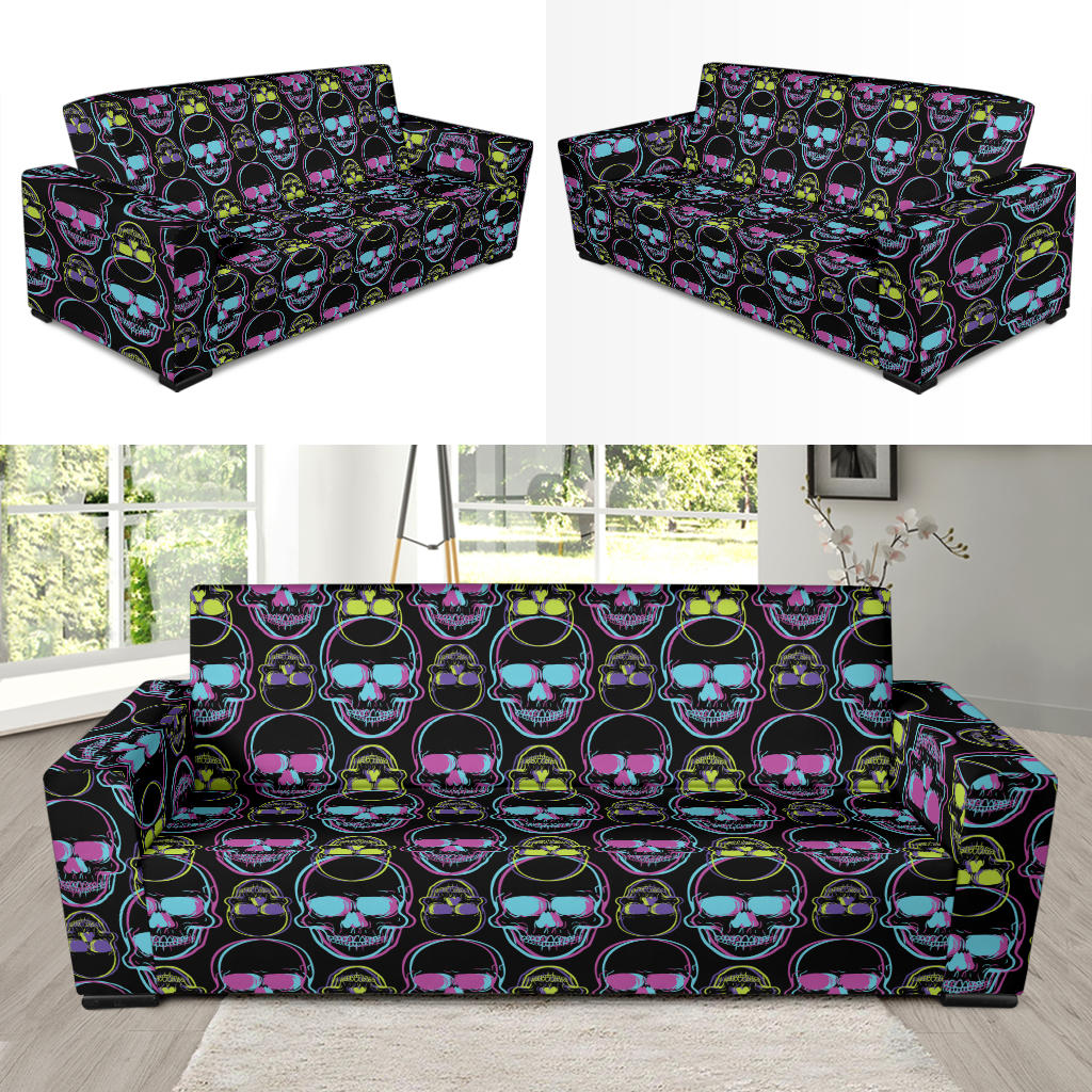 Skull 3D Colorful Print Design LKS309 Sofa Slipcover