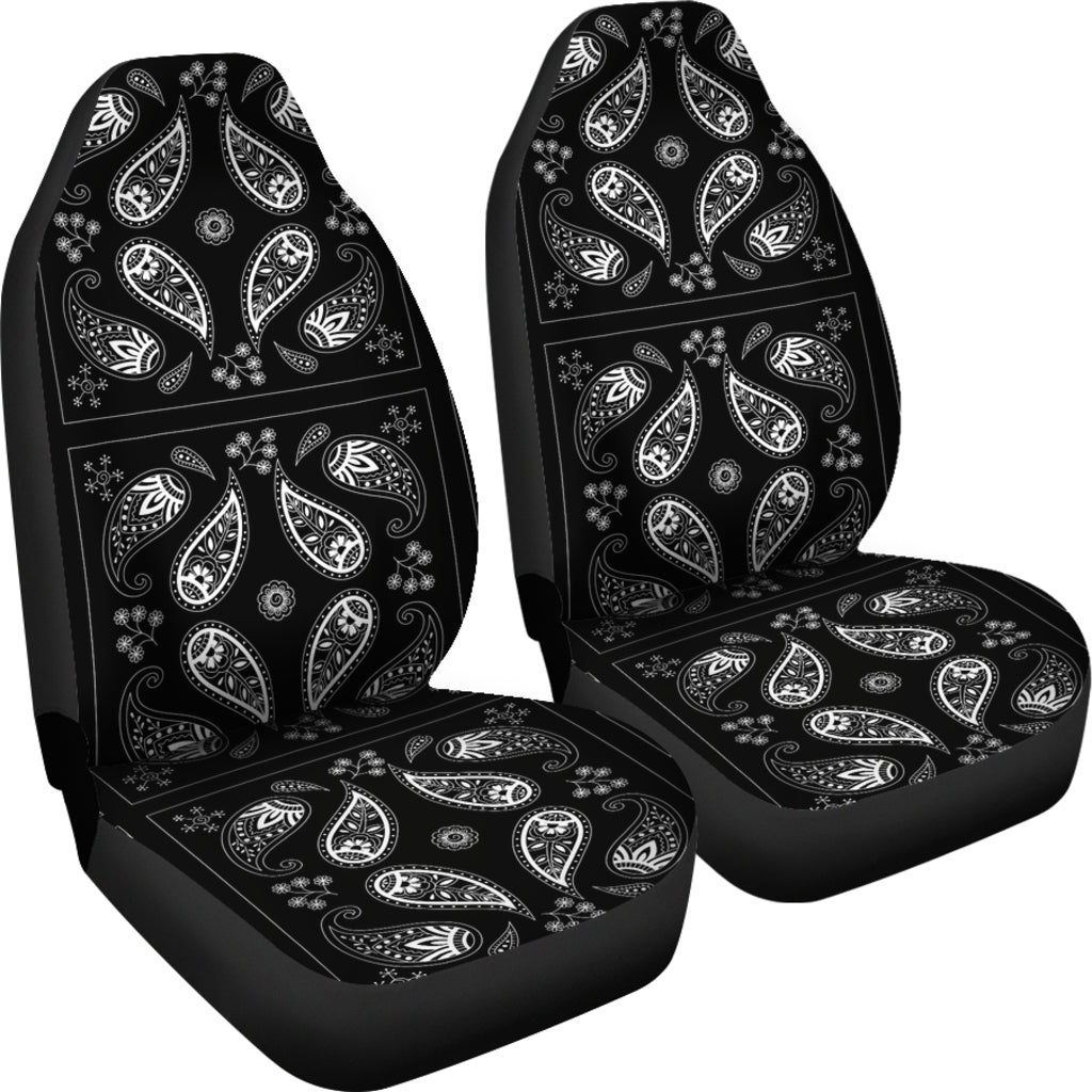 Bandana Paisley Black Print Design LKS308 Car Seat Covers