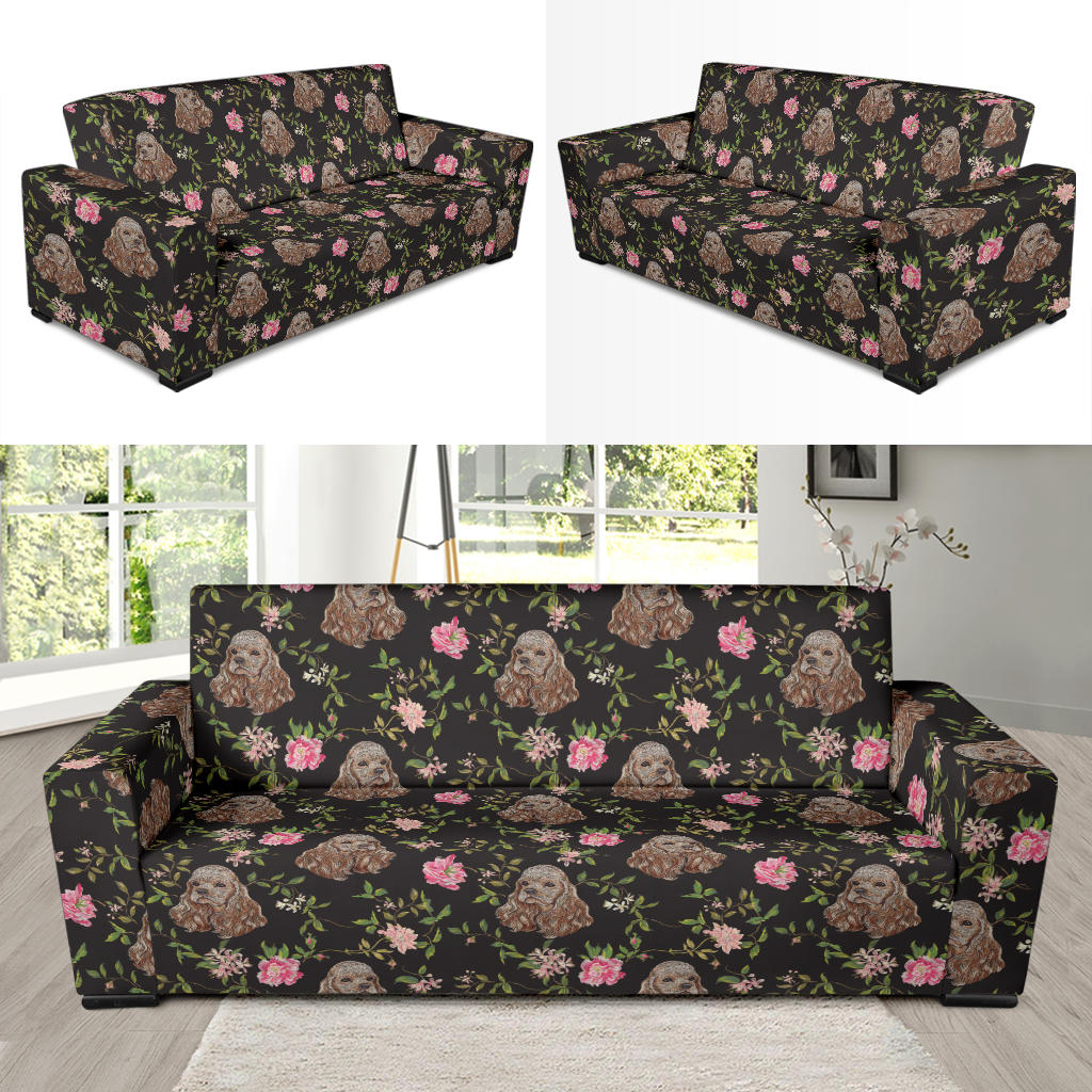 Cocker Pattern Print Design 03 Sofa Slipcover