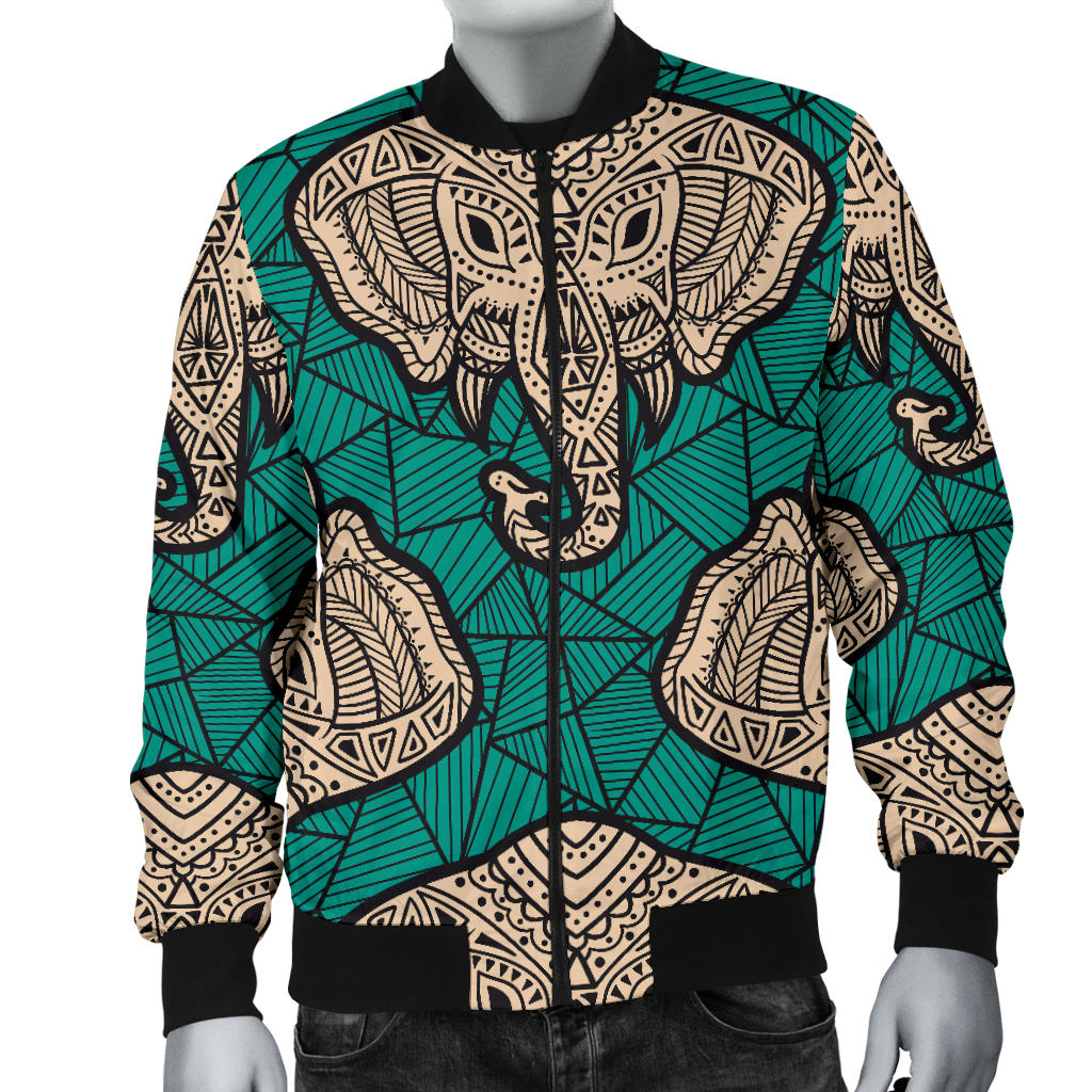 Boho Head Elephant Men Bomber Jacket