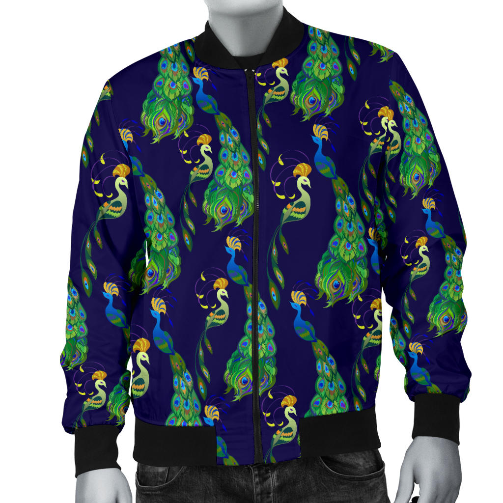 Peacock Art Design Print Men Bomber Jacket