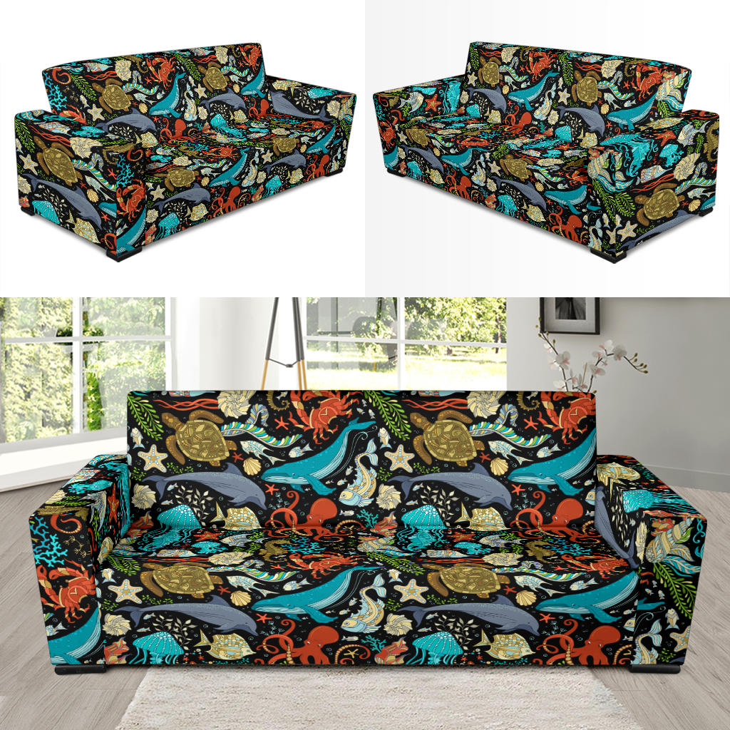 Underwater Animal Print Design LKS301 Sofa Slipcover