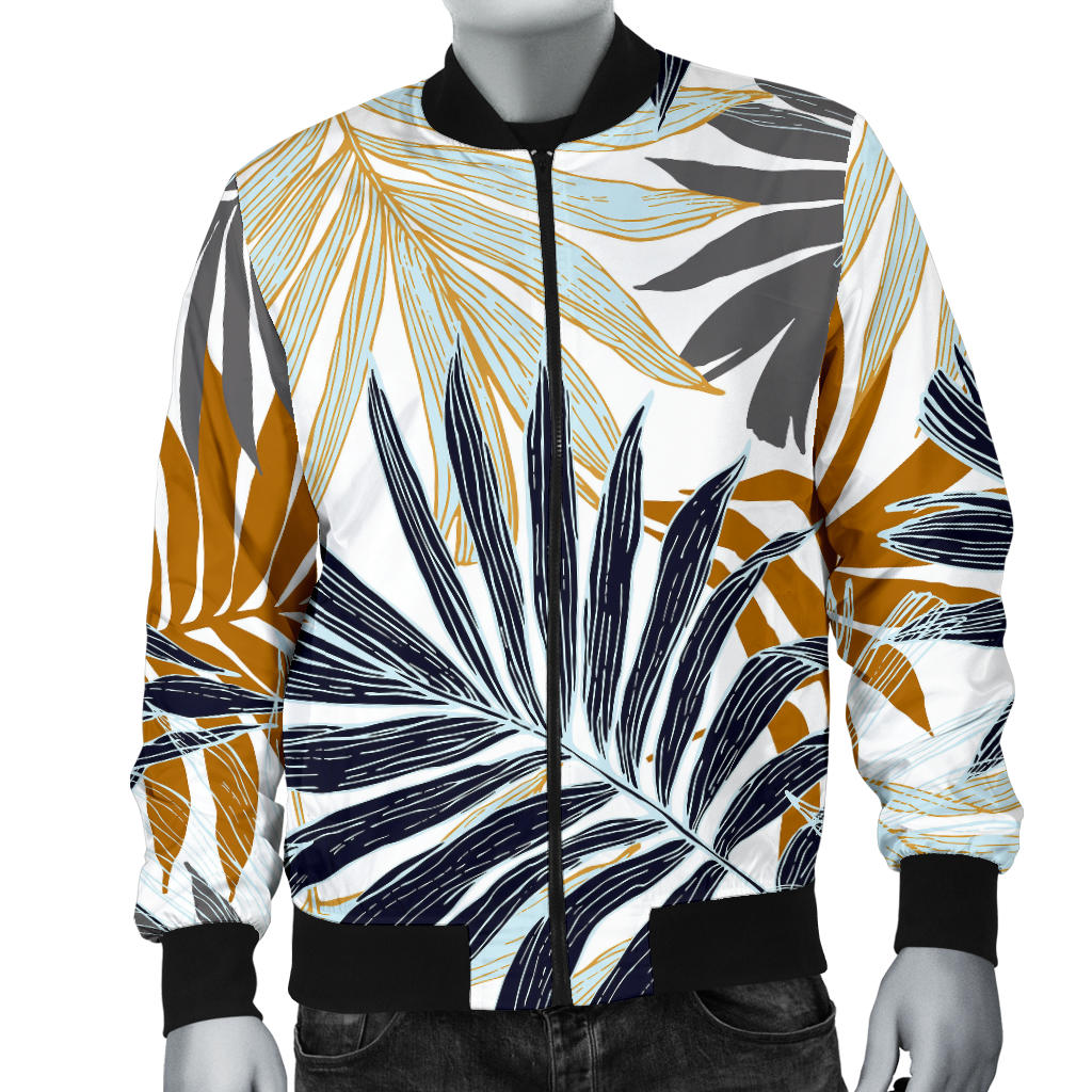Colorful Tropical Palm Leaves Men Bomber Jacket