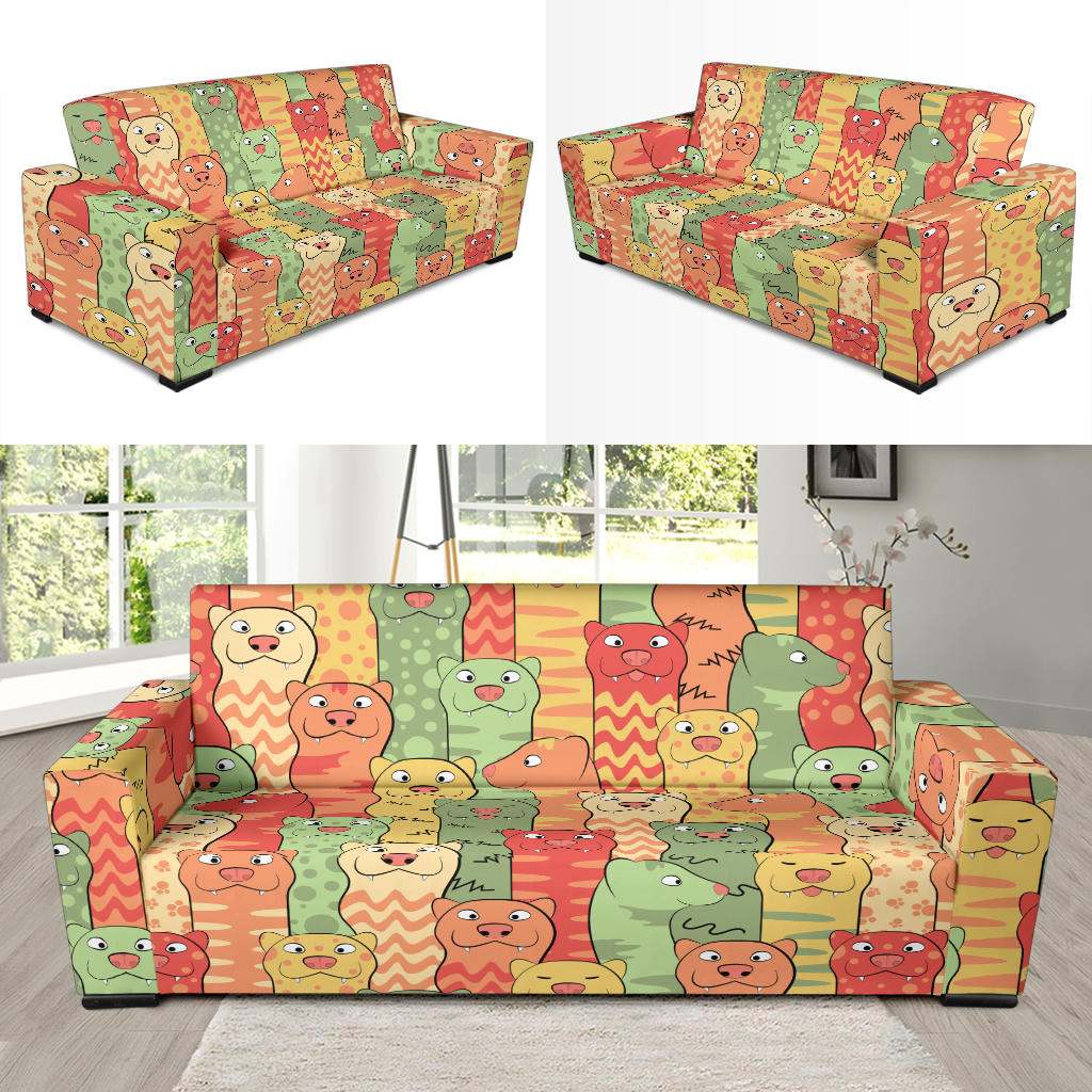 Ferret Pattern Print Design 01 Sofa Slipcover