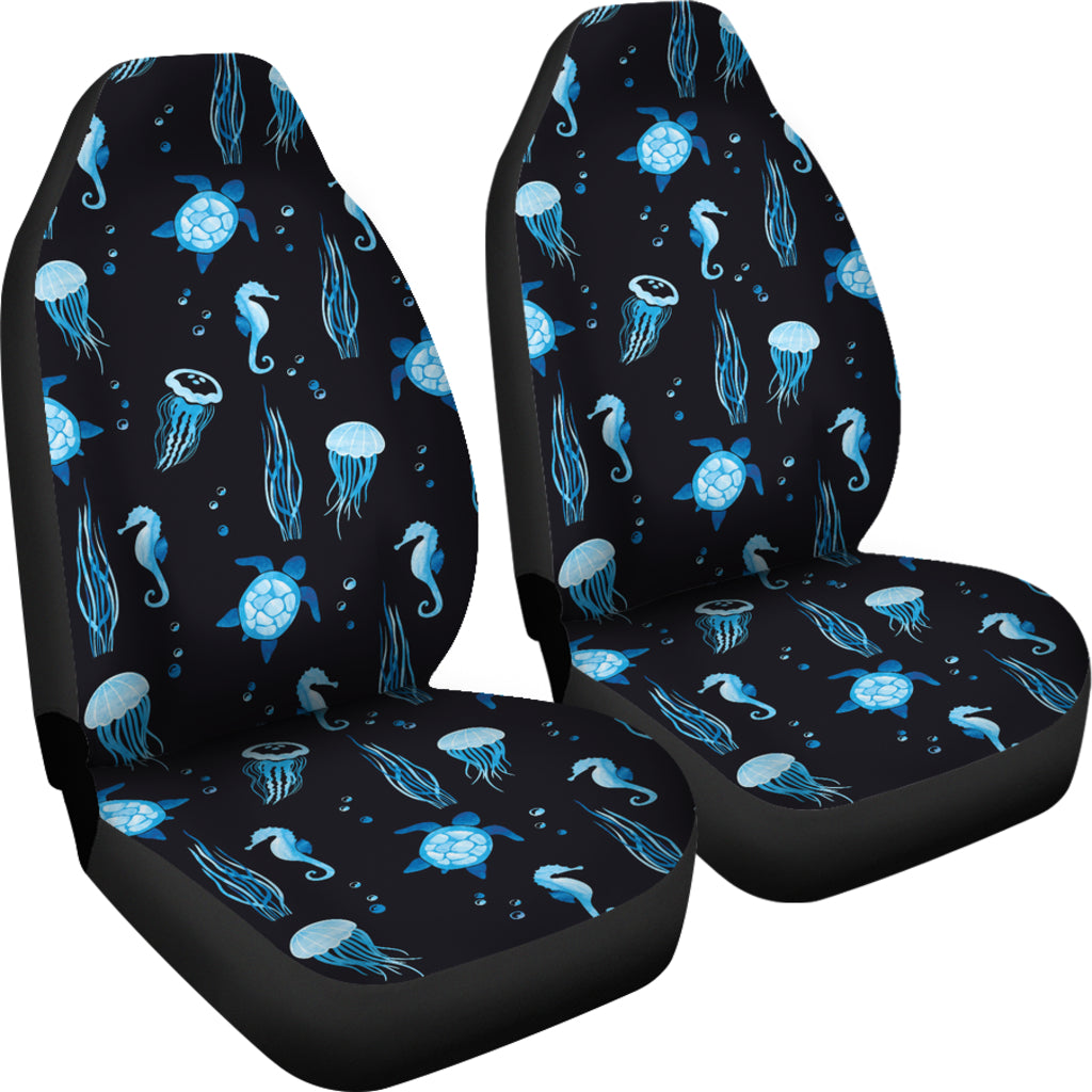 Sea Turtle Jelly Fish Sea Horse Print Design LKS3014 Car Seat Covers
