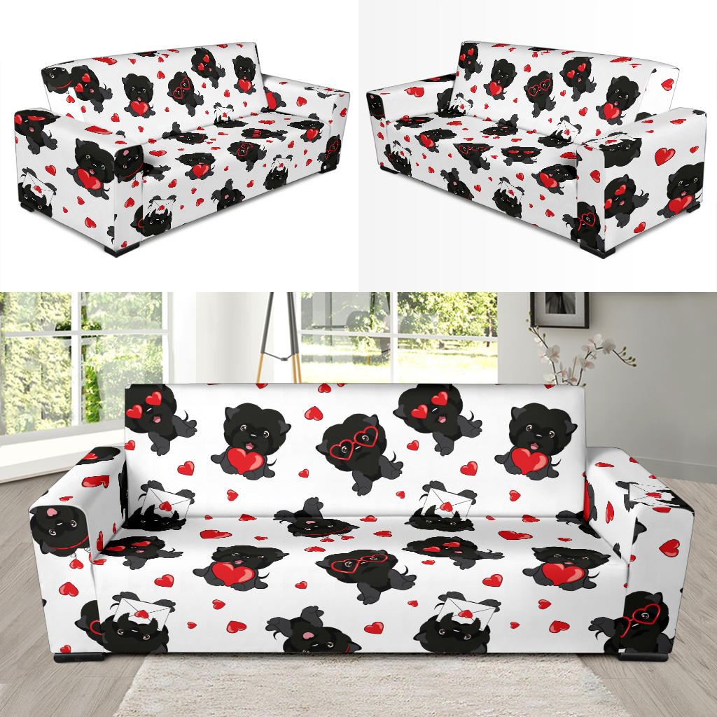 Affenpinscher Pattern Print Design 01 Sofa Slipcover