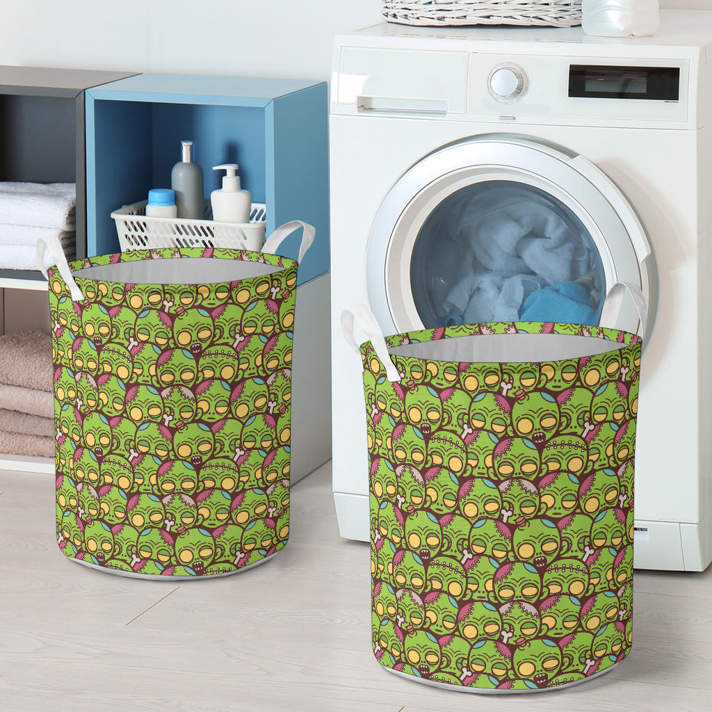 Zombie Head Design Pattern Print Laundry Basket