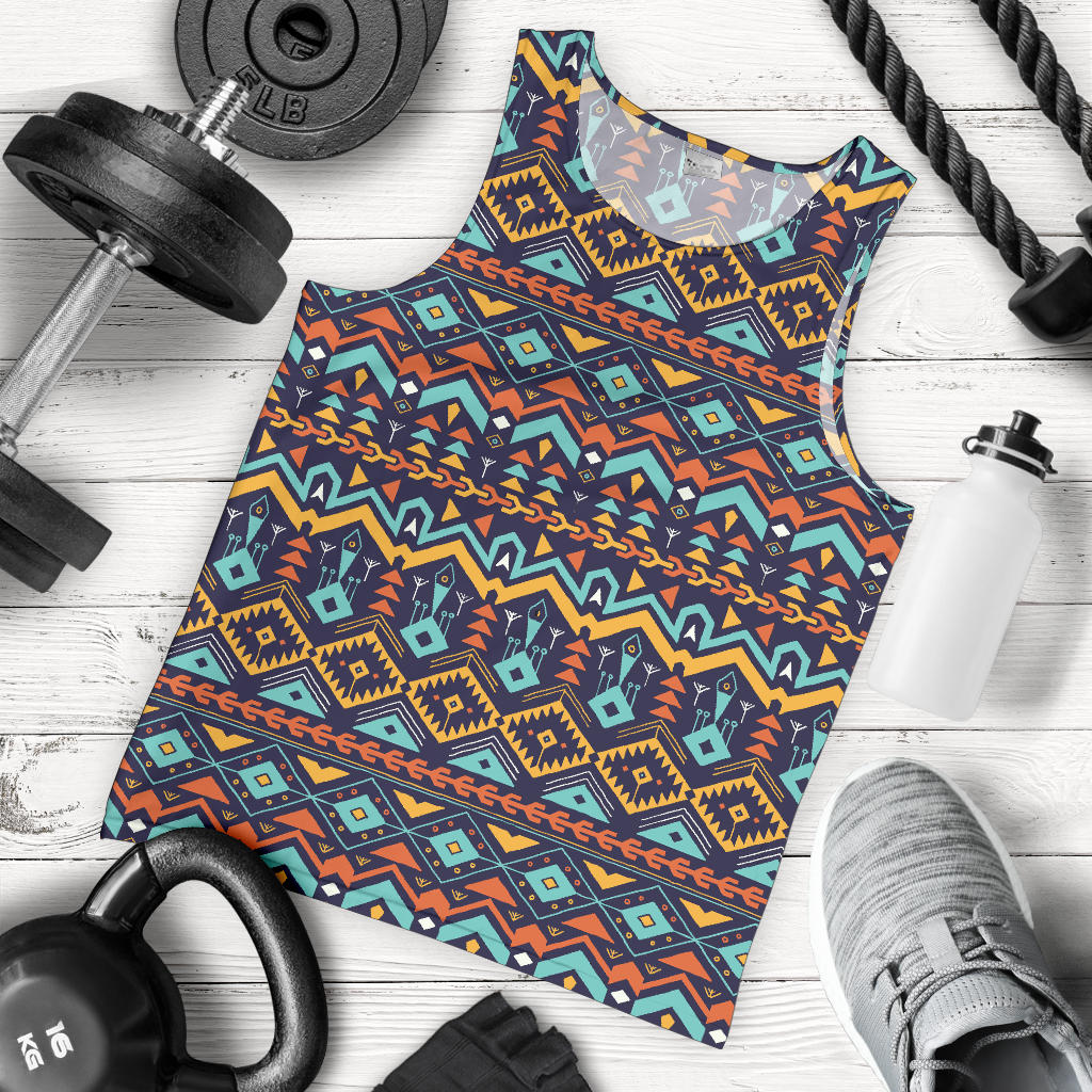 Aztec Style Print Pattern Men Tank Top
