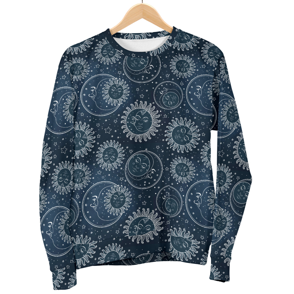 Sun Moon Tattoo Design Themed Print Men Long Sleeve Sweatshirt