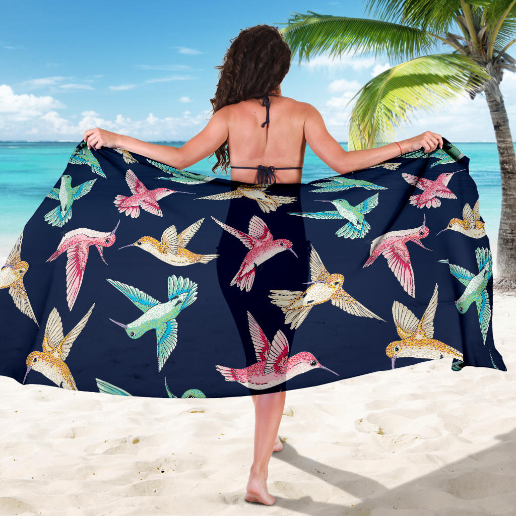 Hummingbird Cute Pattern Print Design 01 Sarong Pareo Wrap