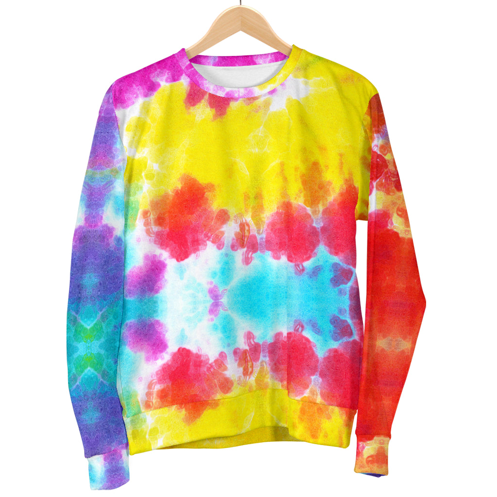 Tie Dye Rainbow Themed Print Men Long Sleeve Sweatshirt
