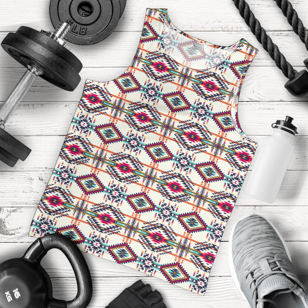Indian Navajo Art Themed Design Print Men Tank Top