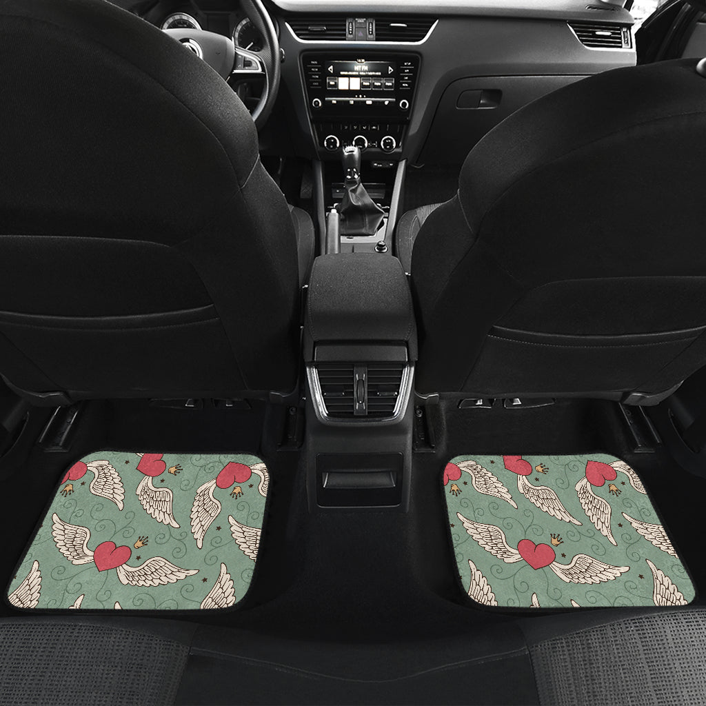 Angel Wings Heart Design Themed Print Car Floor Mats Front Back