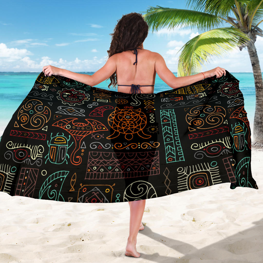 Polynesian Pattern Print Design A04 Sarong Pareo Wrap