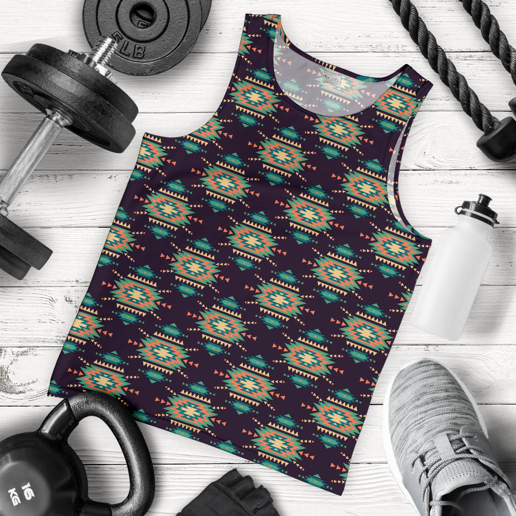 Navajo Geometric Style Print Pattern Men Tank Top