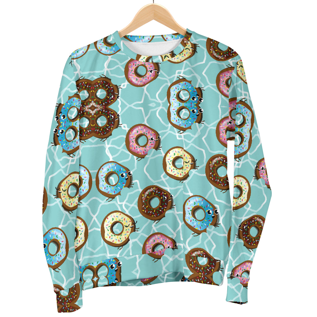 Emoji Donut Print Pattern Men Long Sleeve Sweatshirt