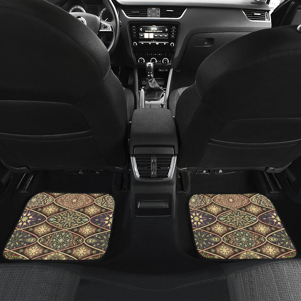 Mandala Motif Themed Design Print Car Floor Mats Front Back