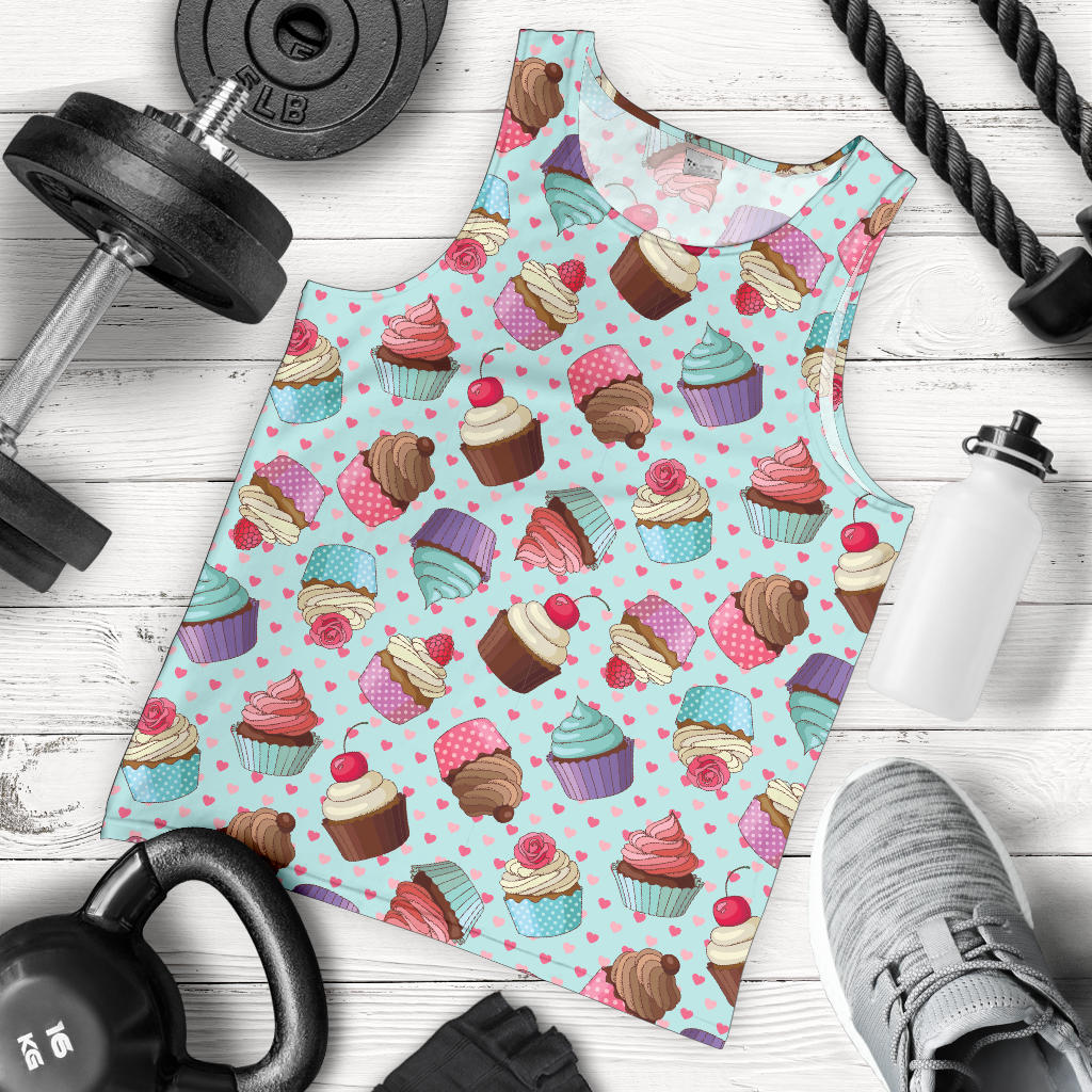 Cupcakes Fancy Heart Print Pattern Men Tank Top