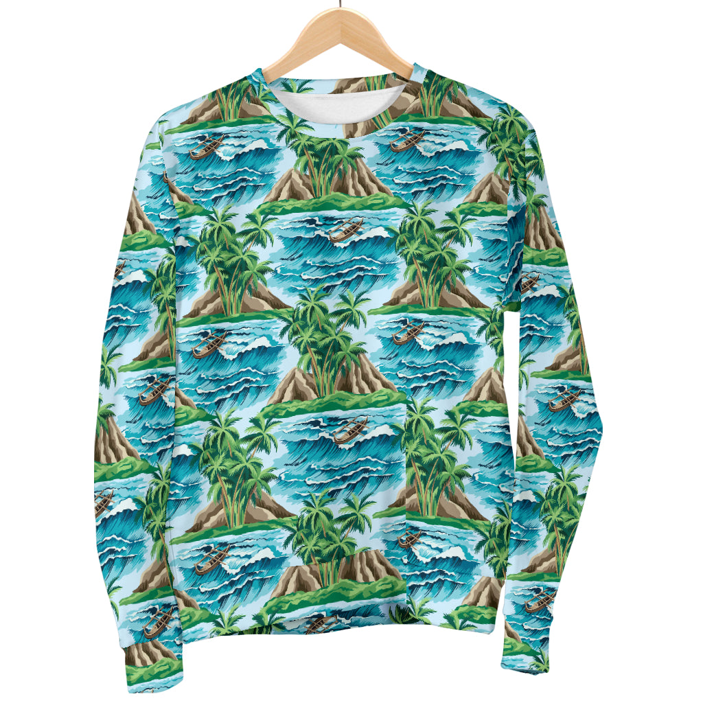 Palm Tree Hawaiian Themed Design Print Women Long Sleeve Sweatshirt