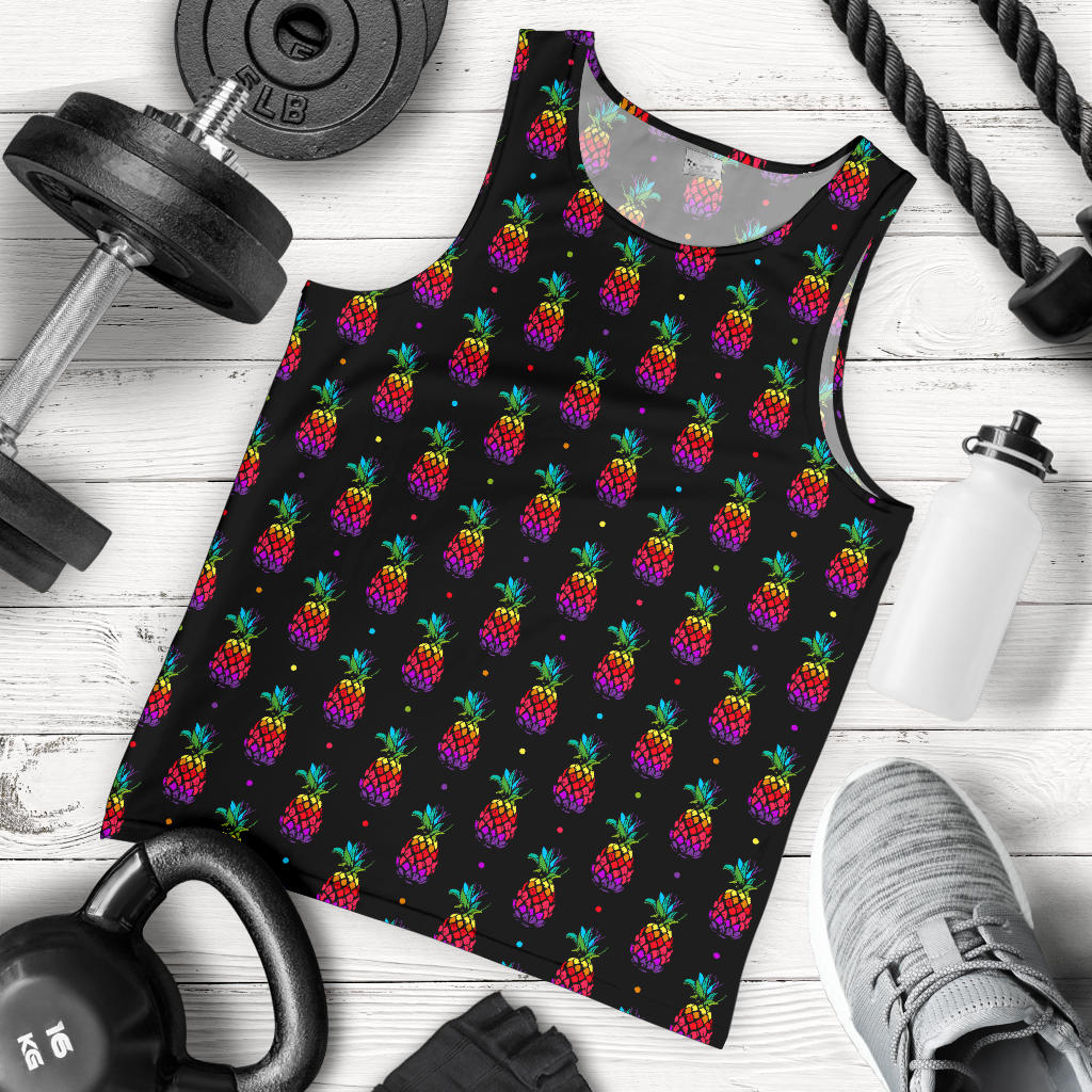 Pineapple Rainbow Dot Print Men Tank Top