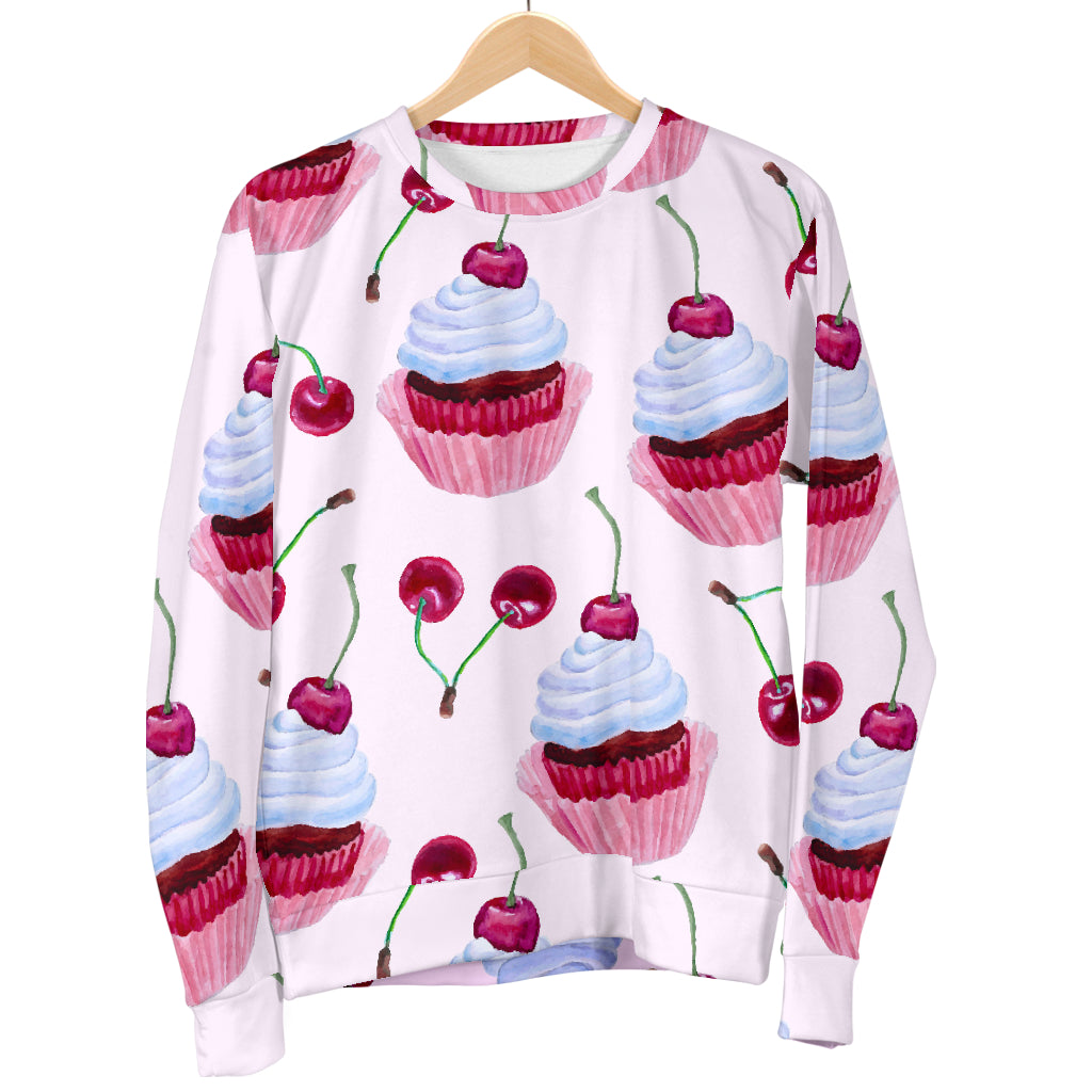 Cherry Cupcake Pink Pattern Men Long Sleeve Sweatshirt