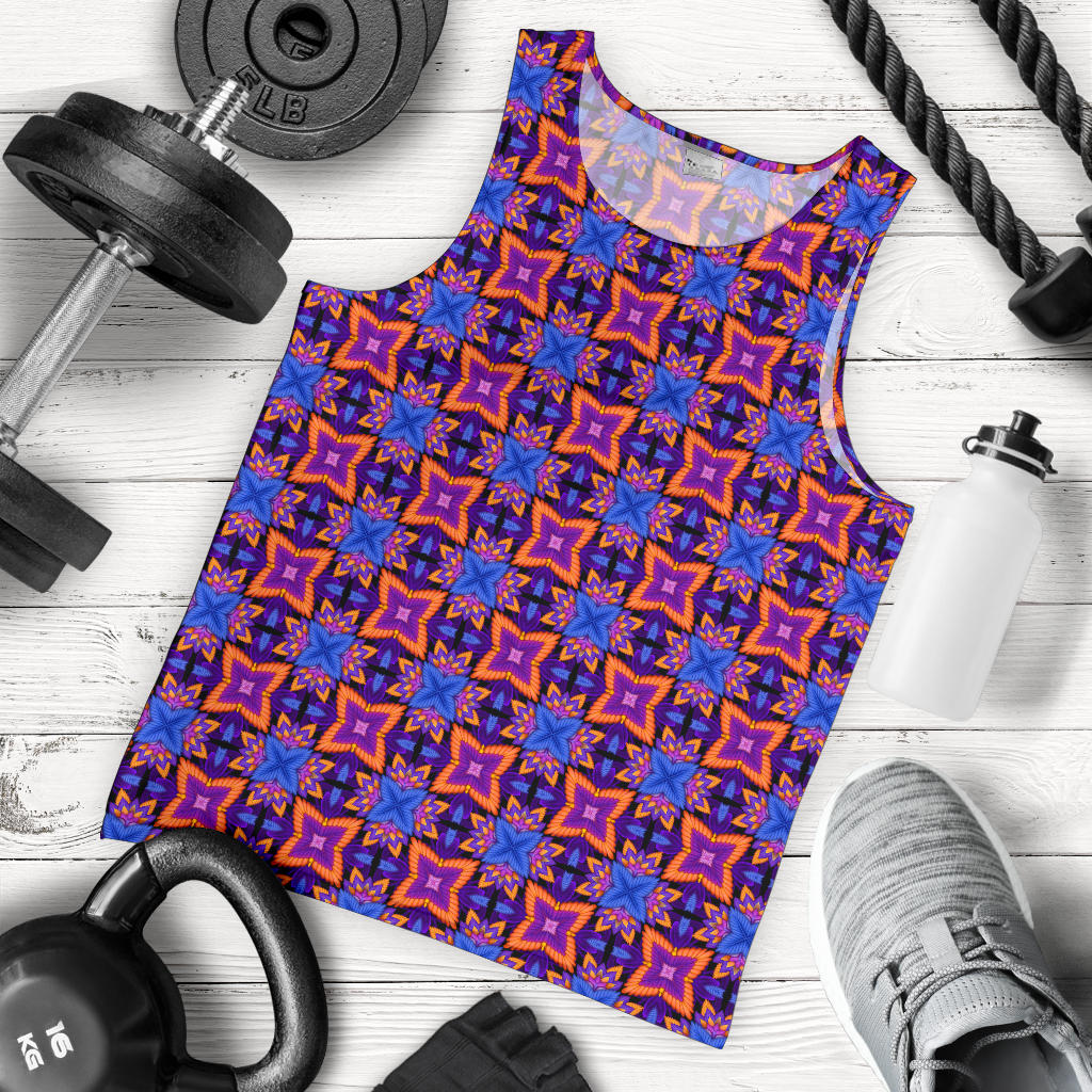 kaleidoscope Purple Orange Print Design Men Tank Top