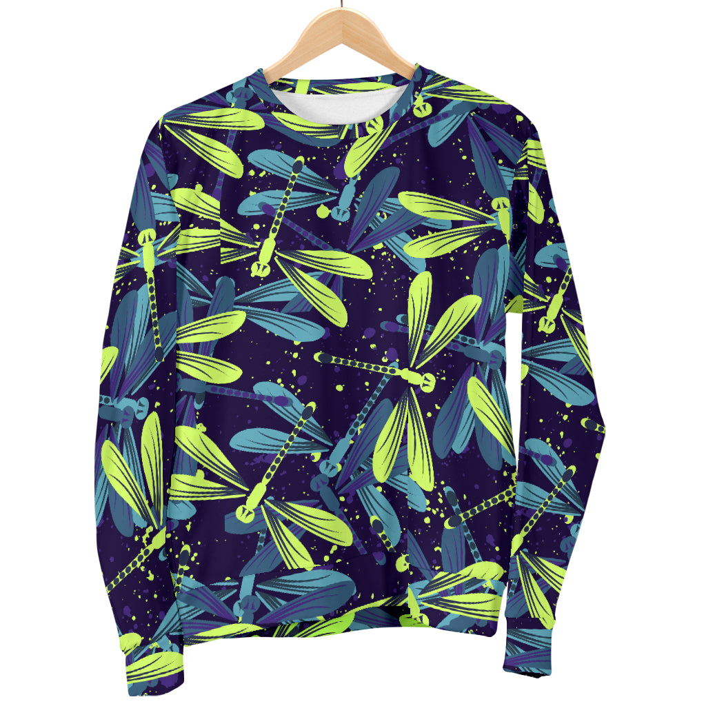 Dragonfly Lime Blue Print Pattern Women Long Sleeve Sweatshirt