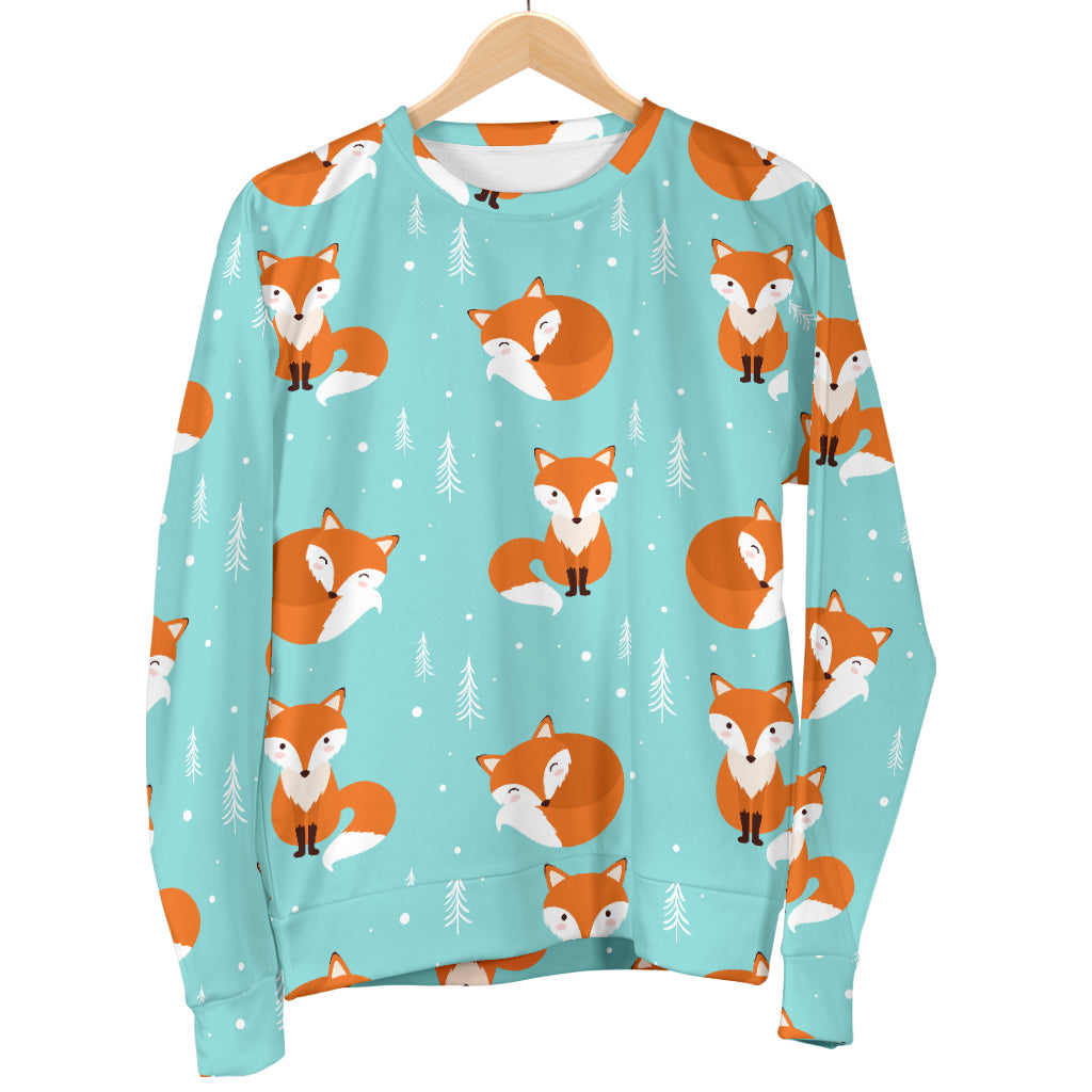 Fox Design Snow Print Pattern Women Long Sleeve Sweatshirt