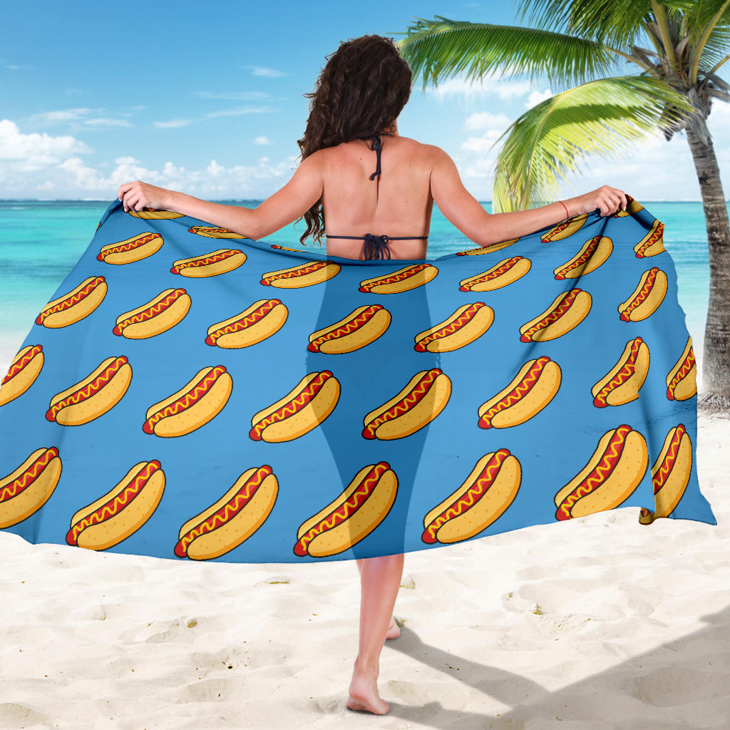 Hot Dog Pattern Print Design 02 Sarong Pareo Wrap
