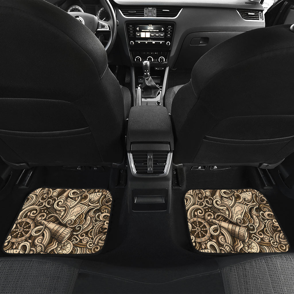 Nautical Tattoo Design Themed Print Car Floor Mats Front Back