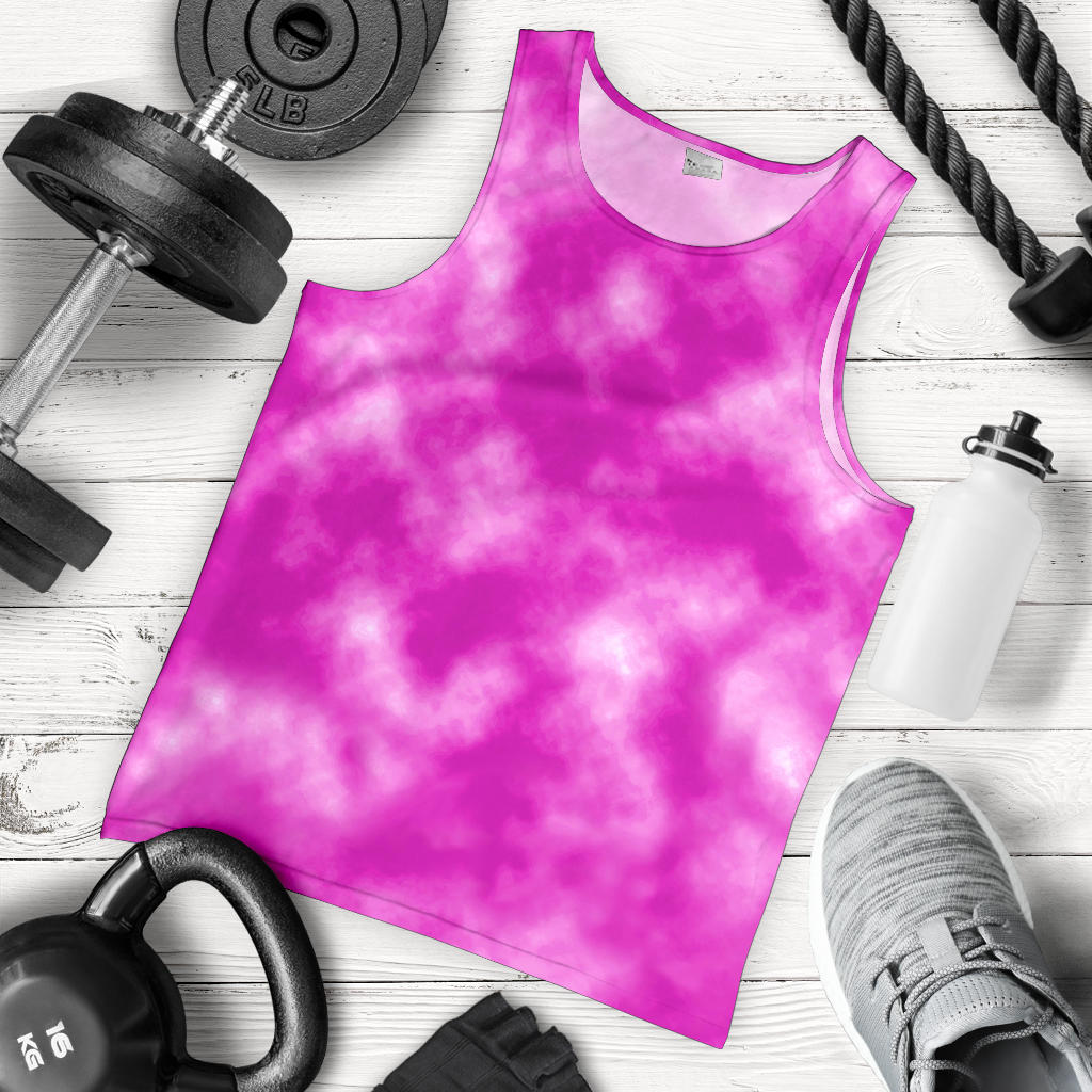 Tie Dye Pink Design Print Men Tank Top