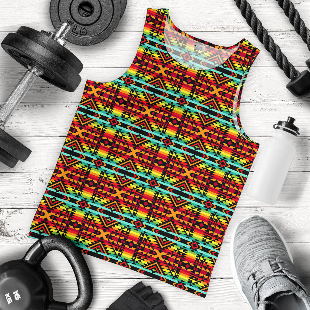 Kente Red Design African Print Men Tank Top
