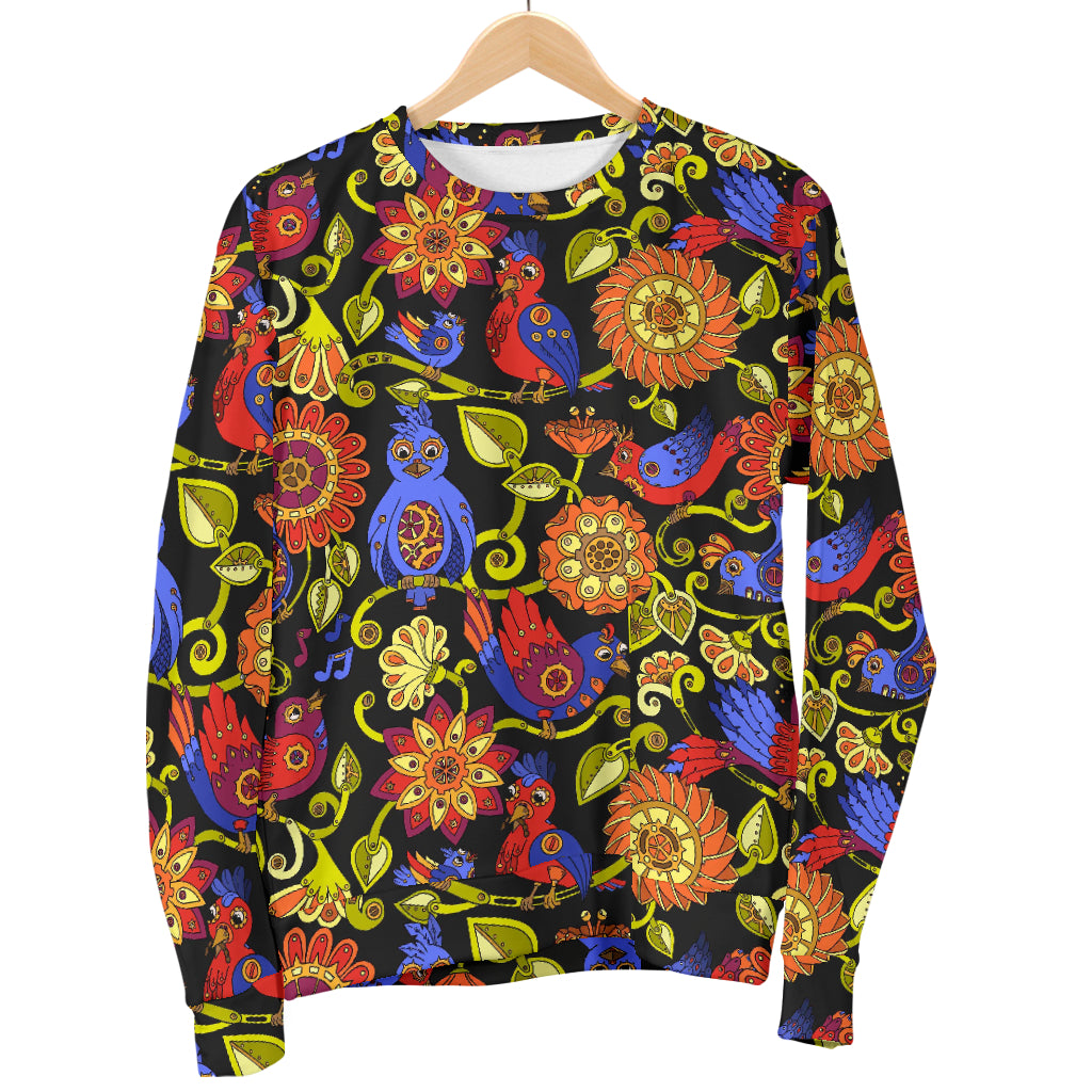 Steampunk Bird Design Themed Print Women Long Sleeve Sweatshirt