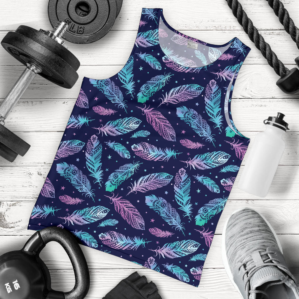Feather Aztec Design Print Men Tank Top