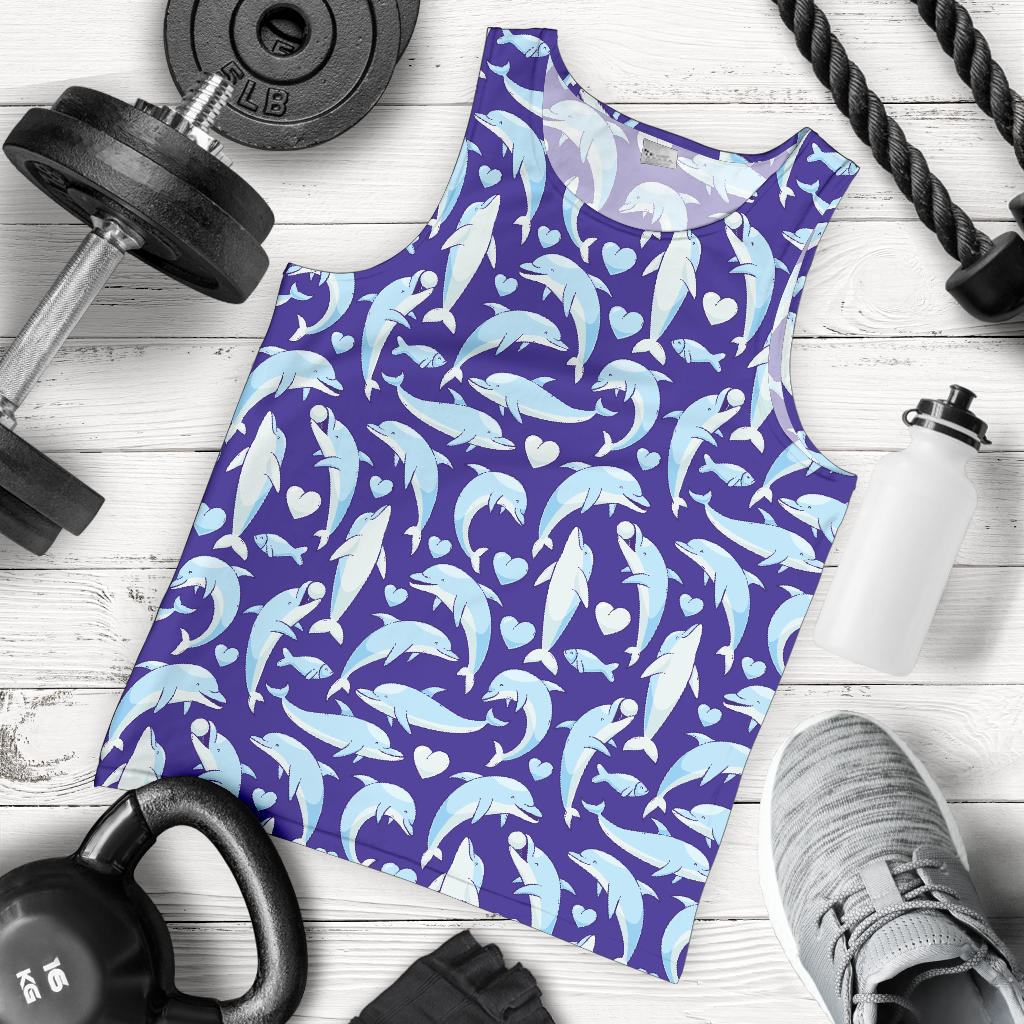 Dolphin Smile Print Pattern Men Tank Top