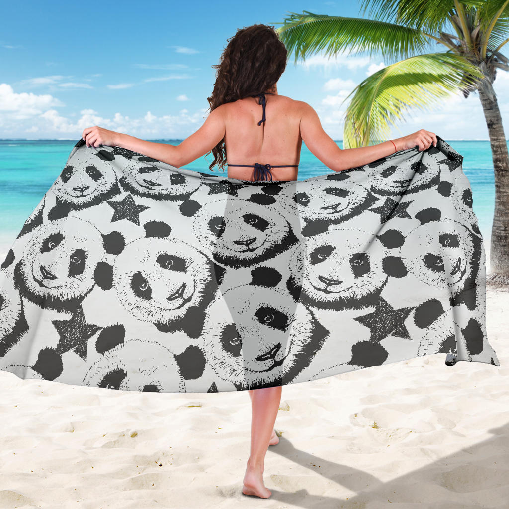 Panda Pattern Print Design A02 Sarong Pareo Wrap