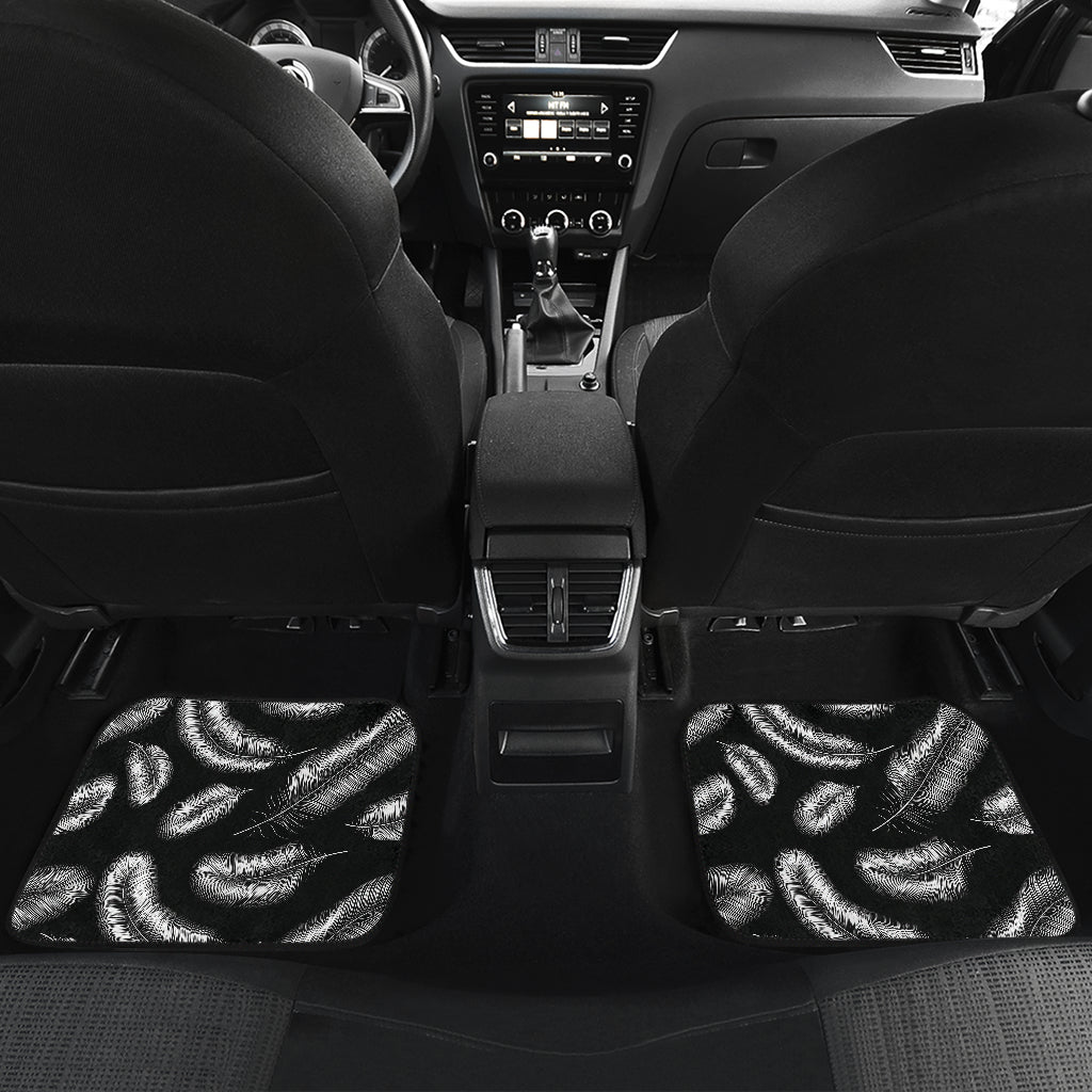 Feather Black White Design Print Car Floor Mats Front Back