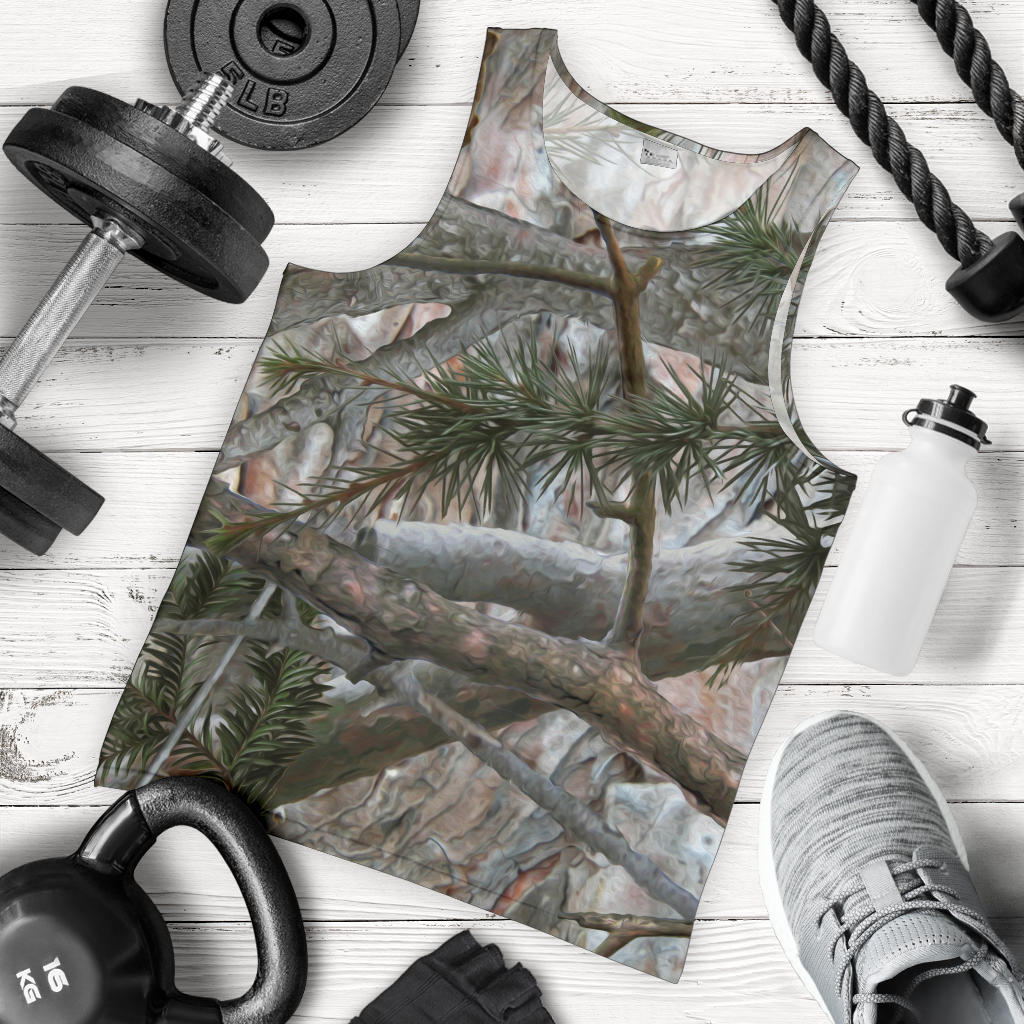 Camo Realistic Tree Forest Pattern Men Tank Top