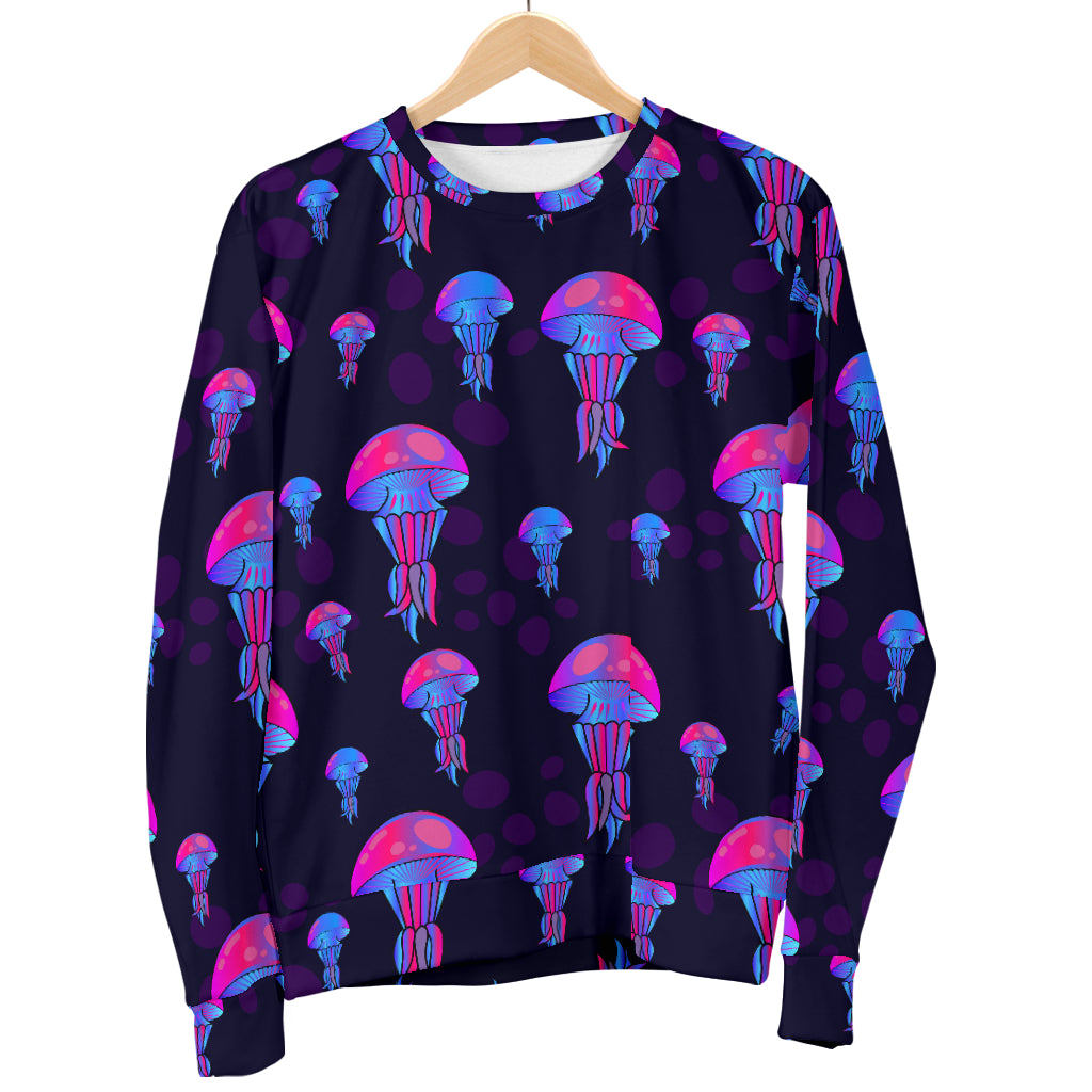 Jellyfish Neon Print Men Long Sleeve Sweatshirt