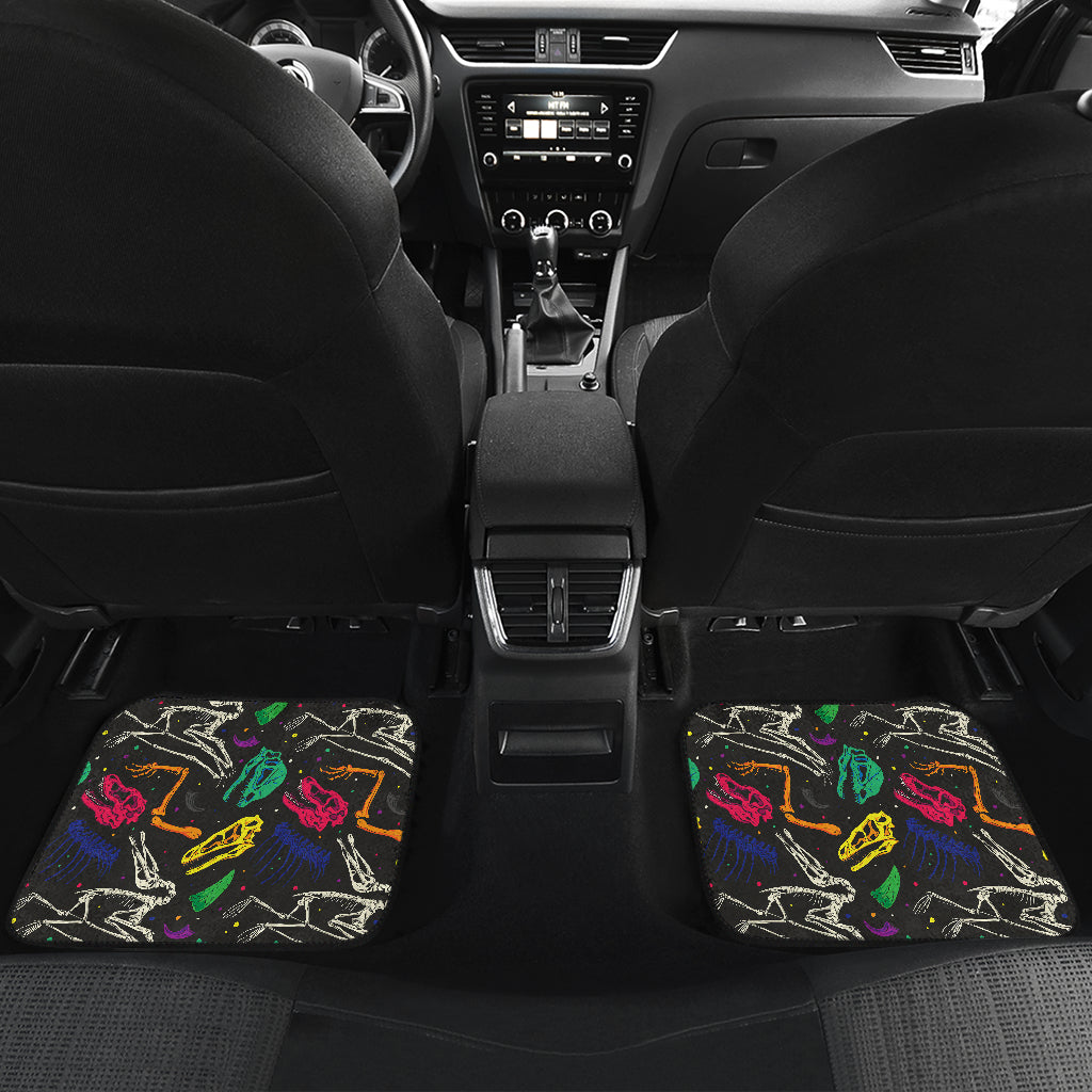 Dinosaur Skull Color Print Pattern Car Floor Mats Front Back