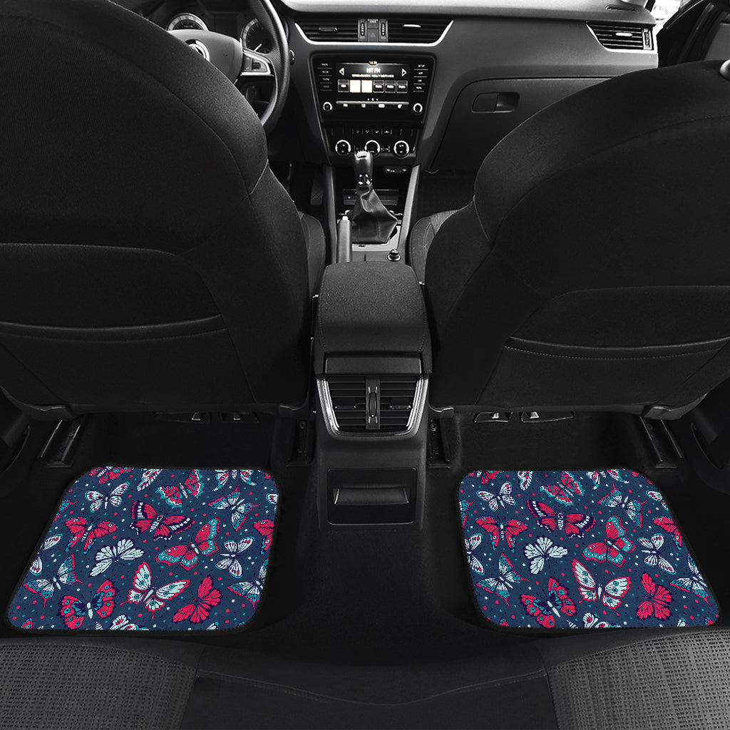 Butterfly Red Deep Blue Print Pattern Car Floor Mats Front Back