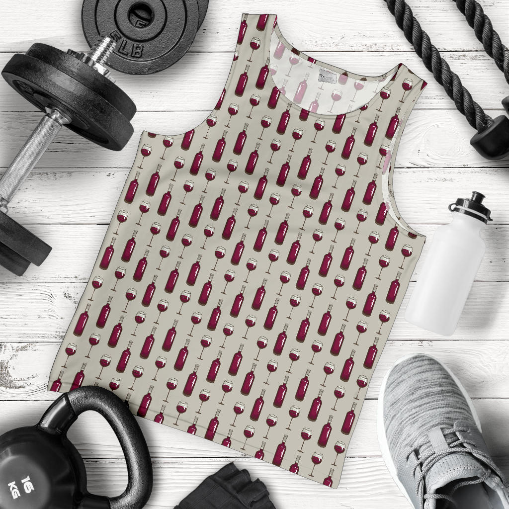 Wine Bottle Pattern Print Men Tank Top