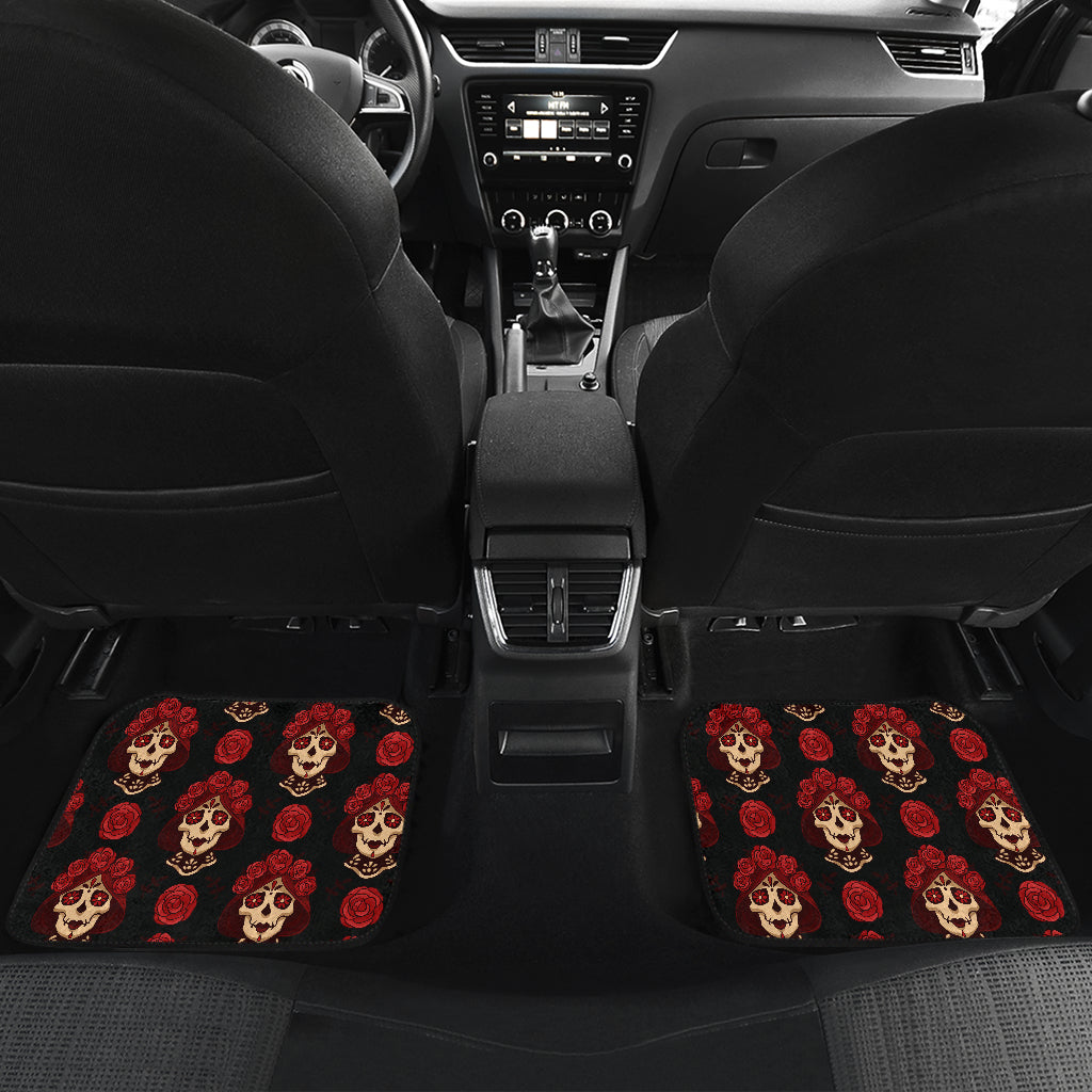 Day of the Dead Skull Girl Pattern Car Floor Mats Front Back