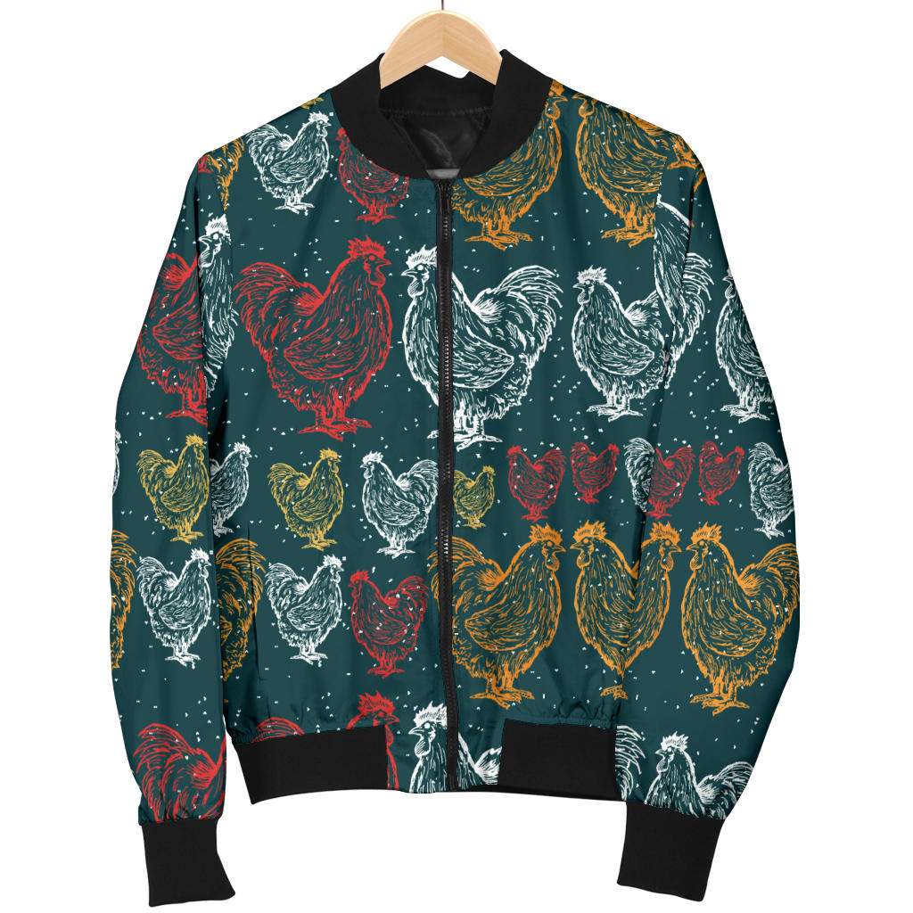Rooster Hand Draw Design Men Bomber Jacket