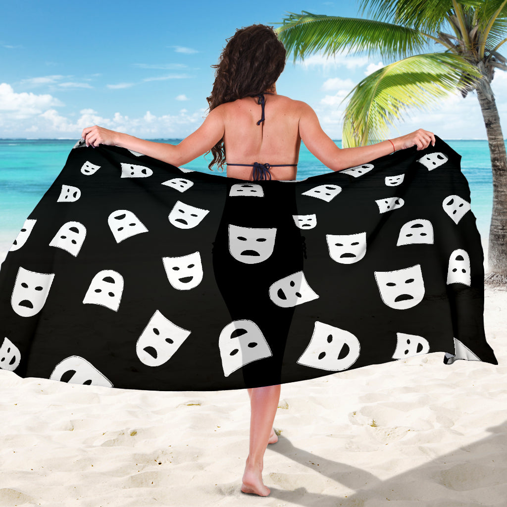 Acting Mask Pattern Print Design 03 Sarong Pareo Wrap