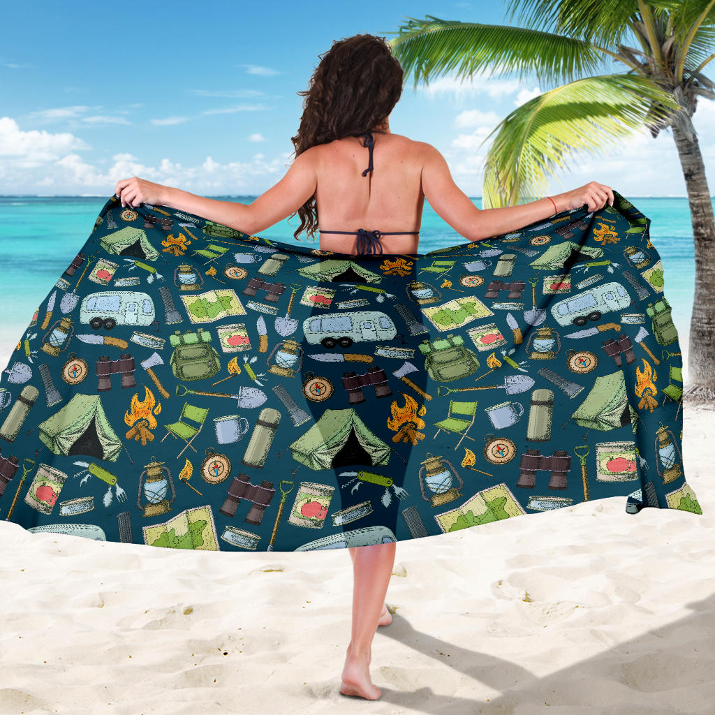 Camping Pattern Print Design 02 Sarong Pareo Wrap