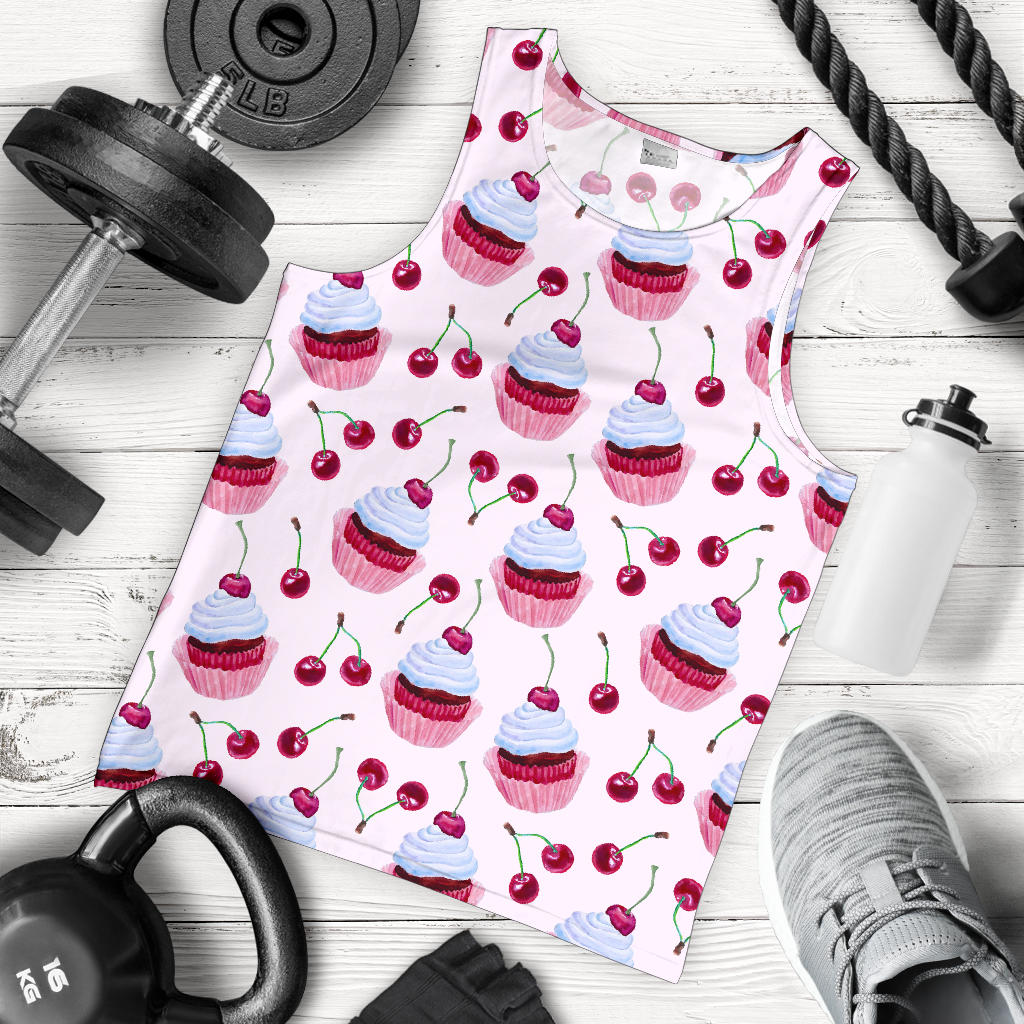 Cherry Cupcake Pink Pattern Men Tank Top